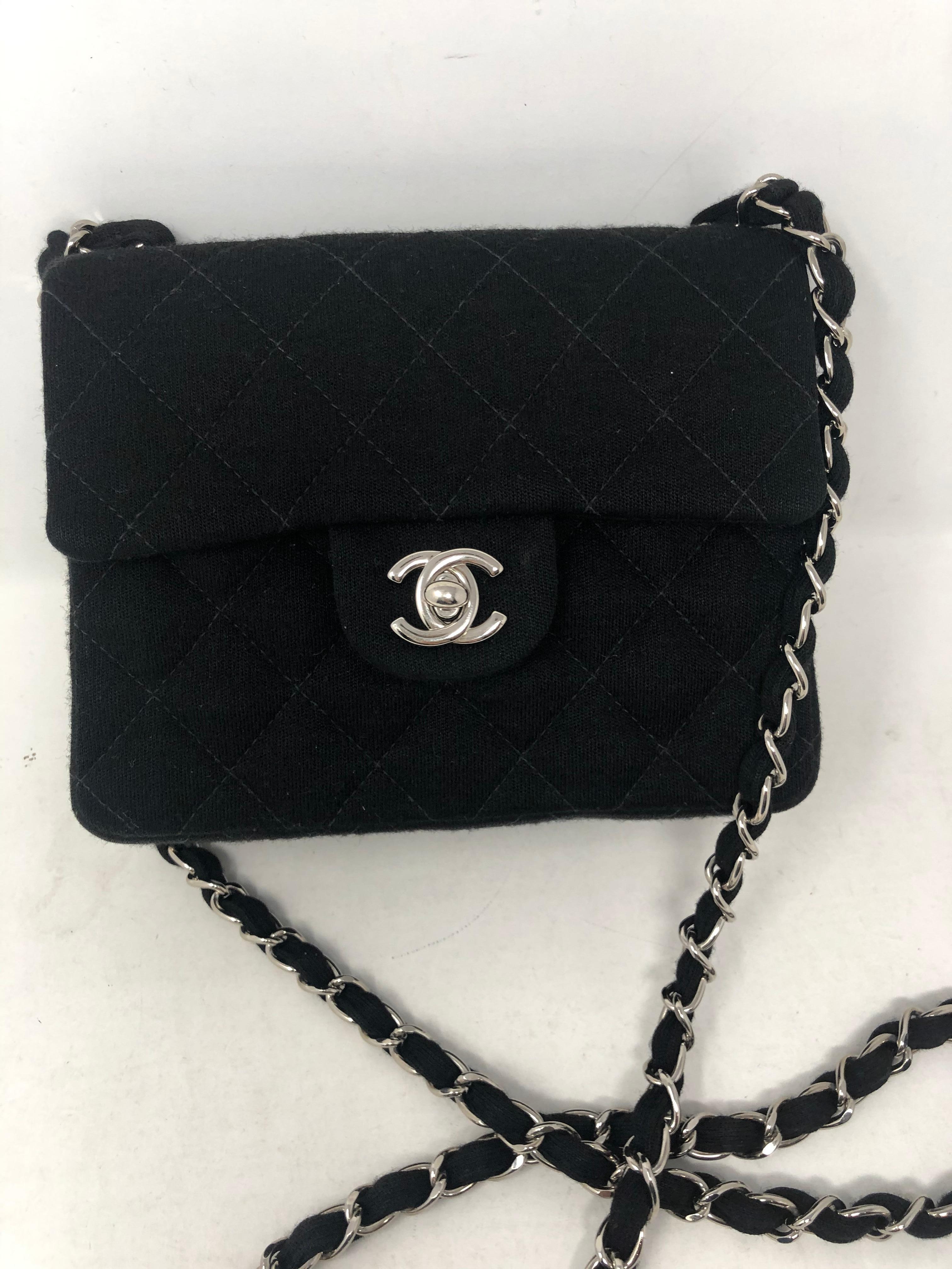 Women's or Men's Chanel Black Jersey Cotton Mini Bag