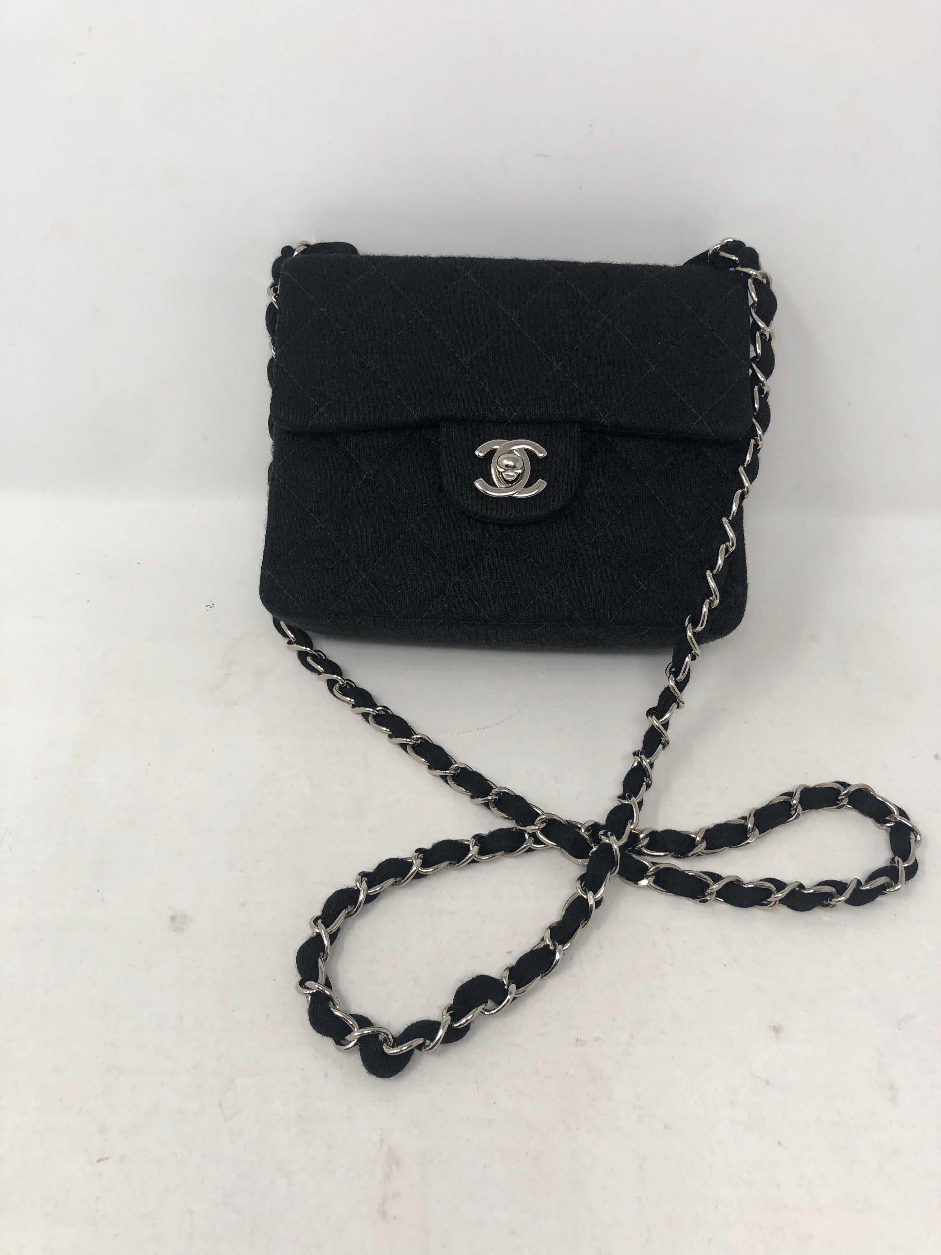 Chanel Black Jersey Cotton Mini Bag  1