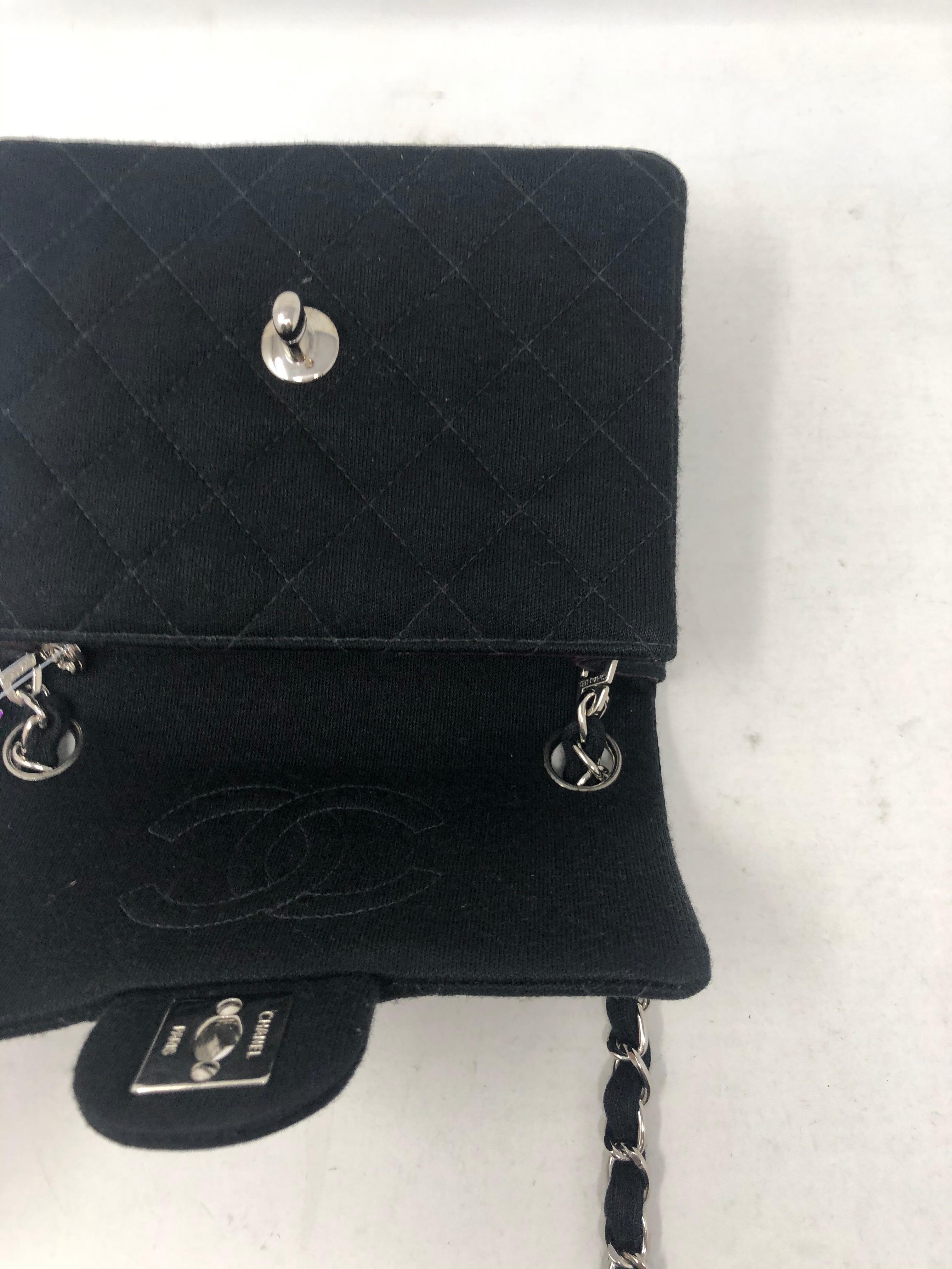 Chanel Black Jersey Cotton Mini Bag  2