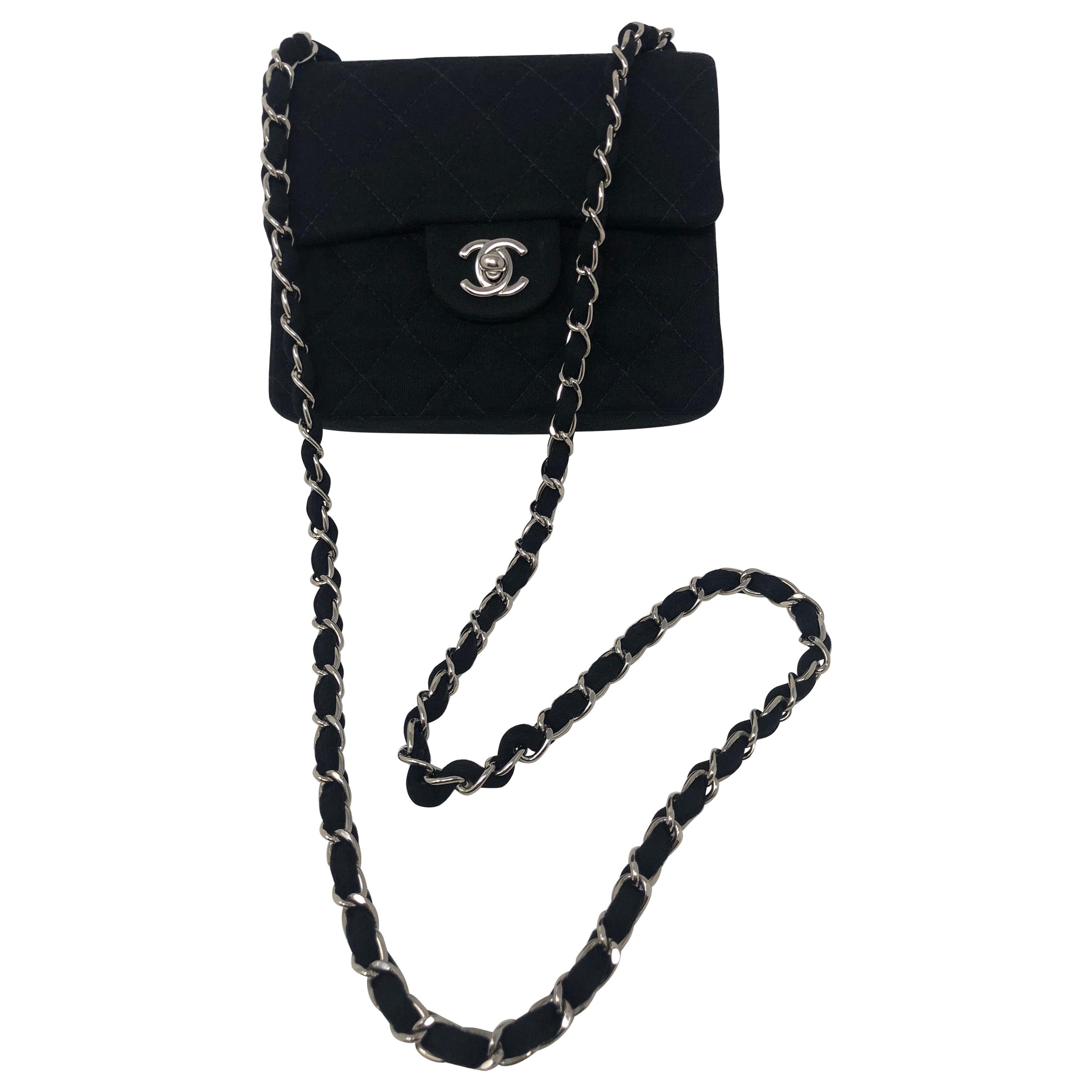 Chanel Black Jersey Cotton Mini Bag at 1stDibs