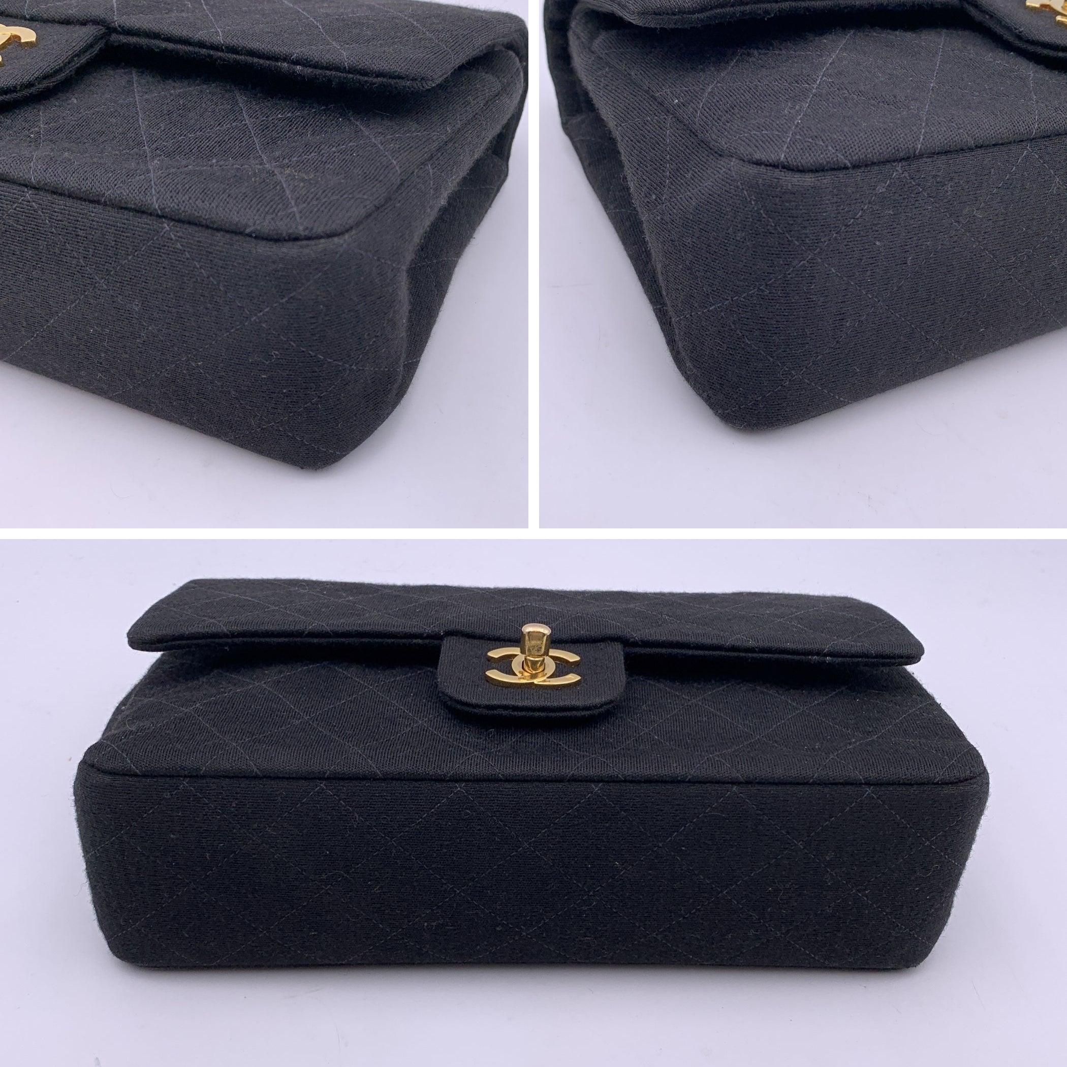 Chanel Black Jersey Double Flap Timeless 2.55 Bag Mademoiselle Chain 3