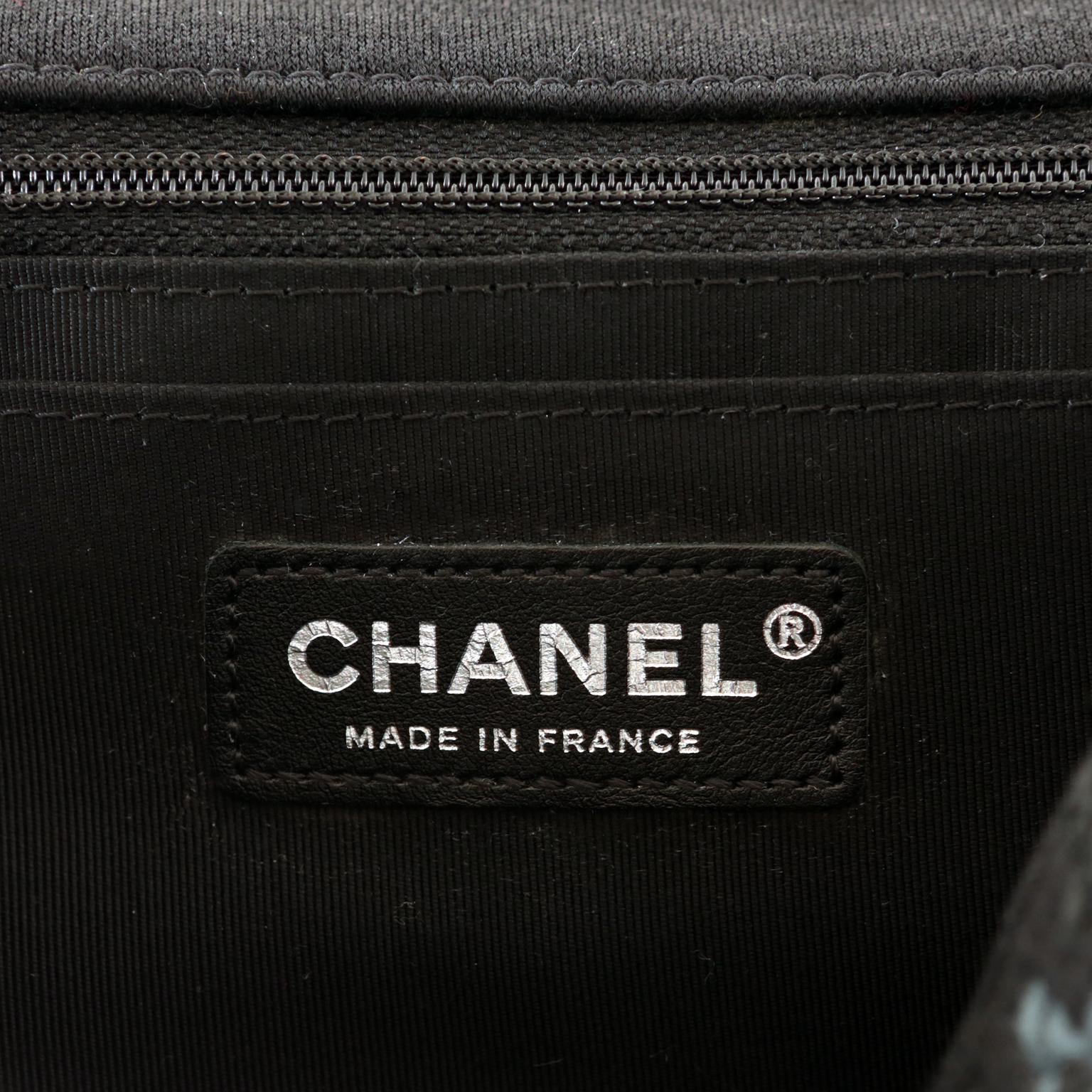 Chanel Black Jersey Embroidered Classic Flap Bag 2