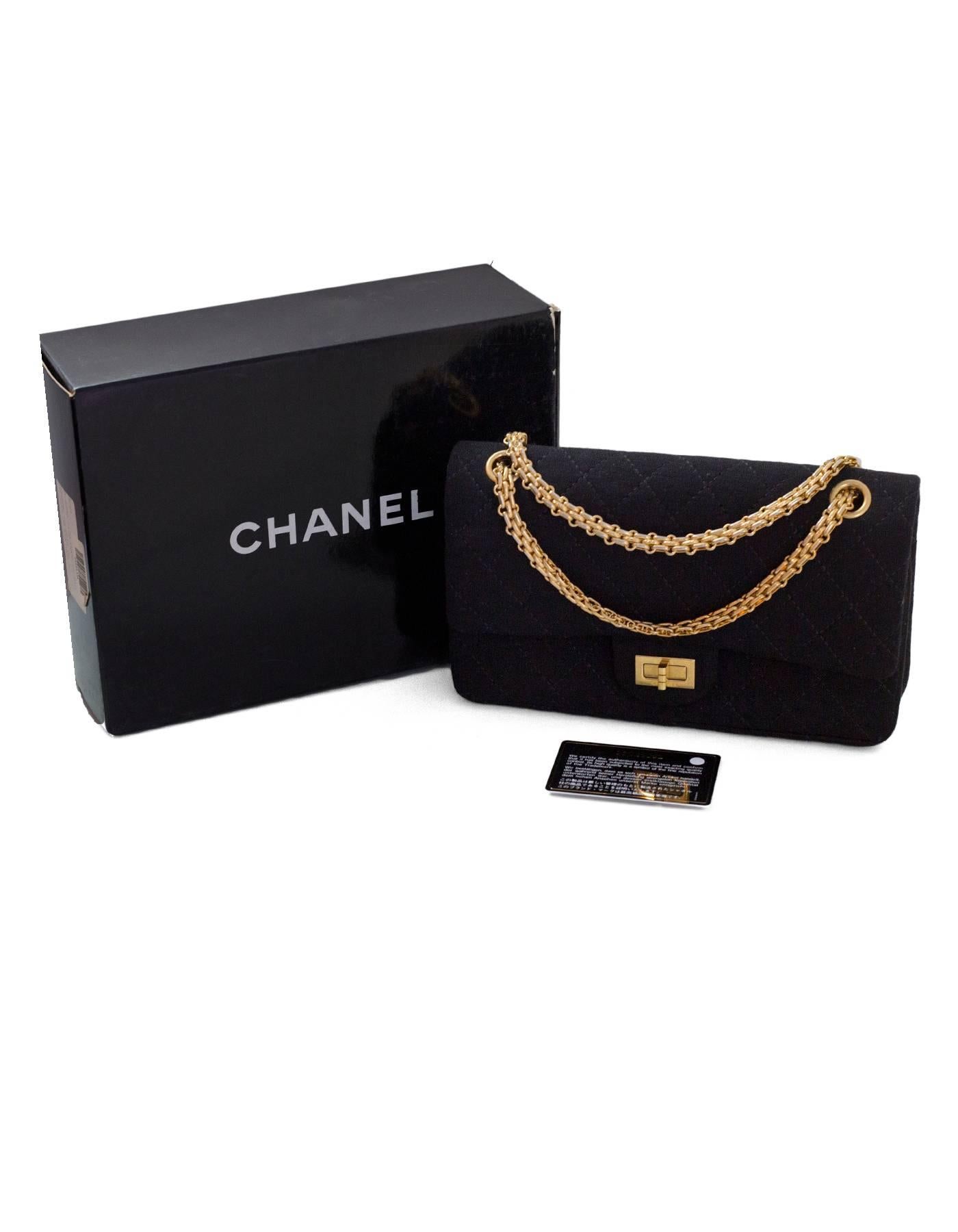 Chanel Black Jersey Reissue 2.55 Reissue 225 Double Flap Bag with Box 6