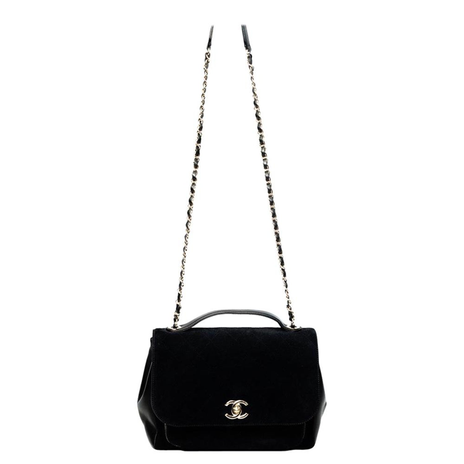 Chanel Black Suede Diamond Quilted Jumbo Business Affinity Shoulder Bag For  Sale at 1stDibs