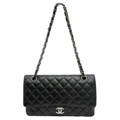 Chanel Black Jumbo Classic Double Flap Black Quilted Caviar w/Silver Hardware