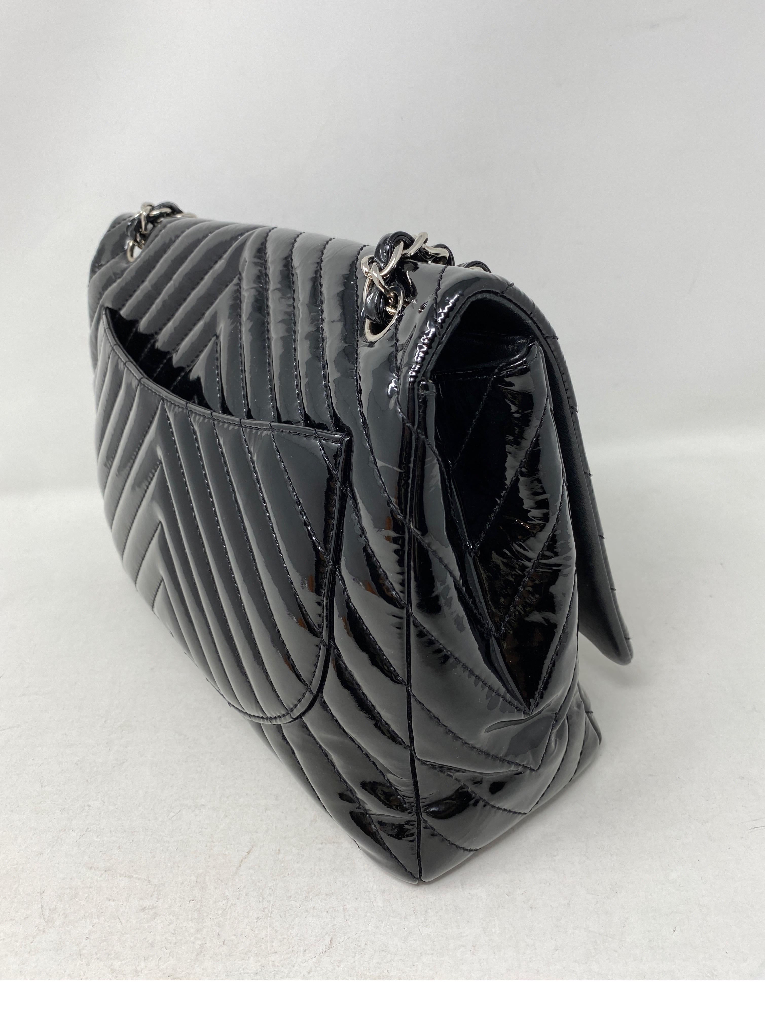Chanel Black Jumbo Patent Leather Bag 5
