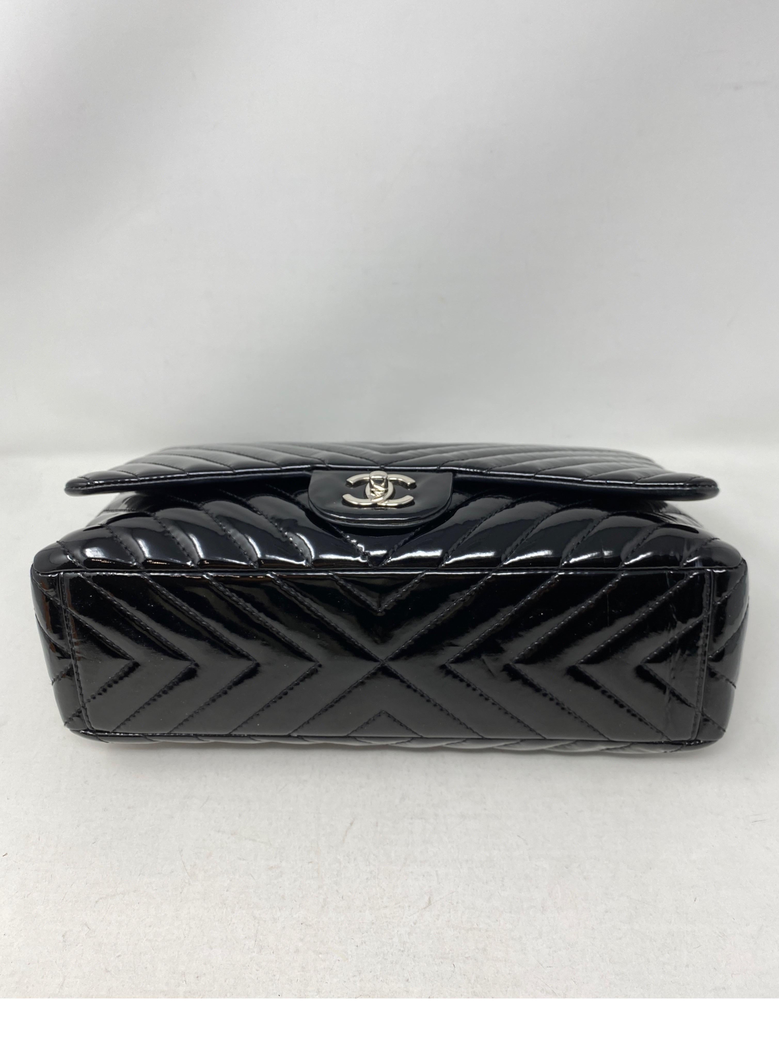 Chanel Black Jumbo Patent Leather Bag 6
