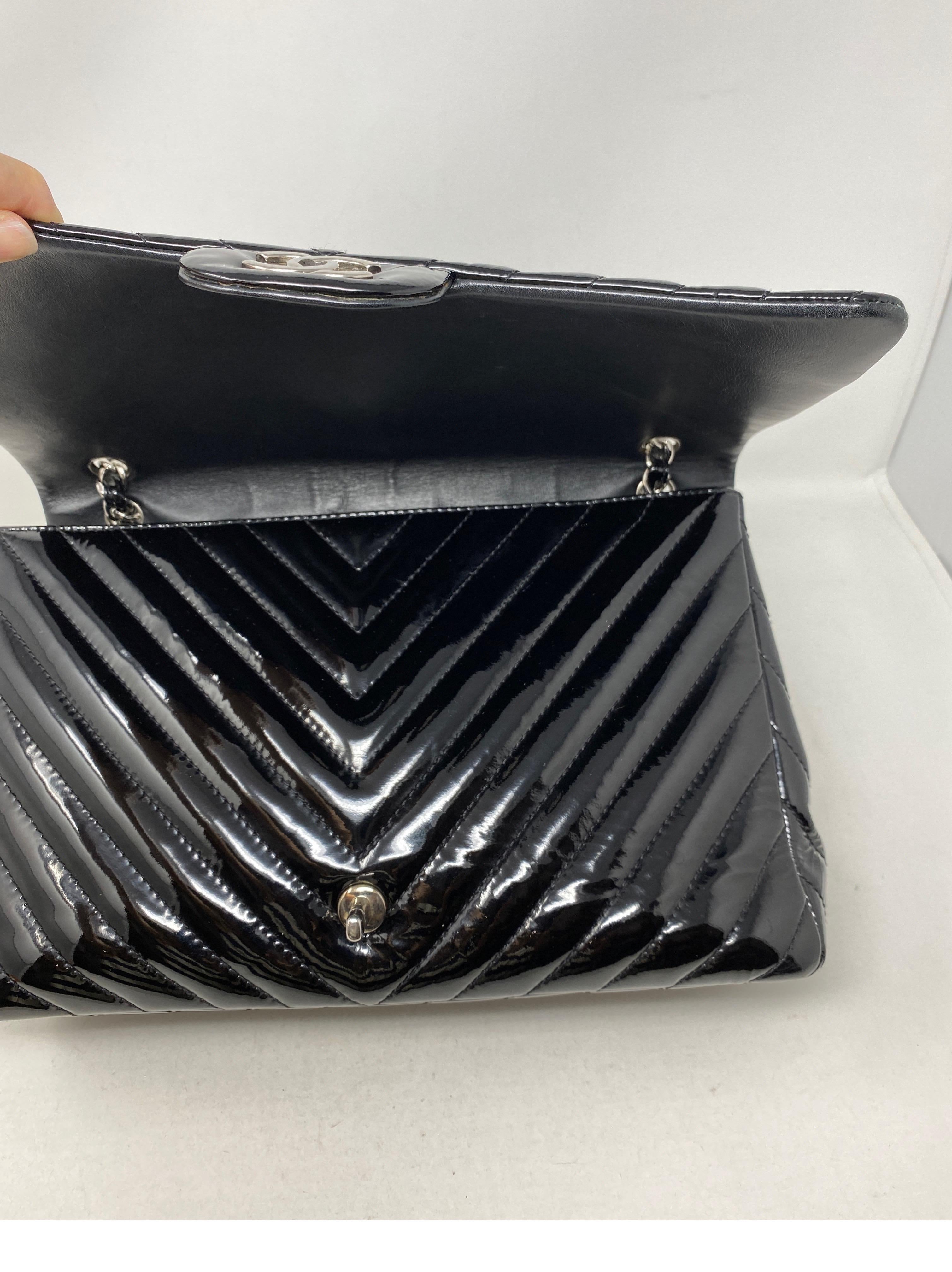 Chanel Black Jumbo Patent Leather Bag 7