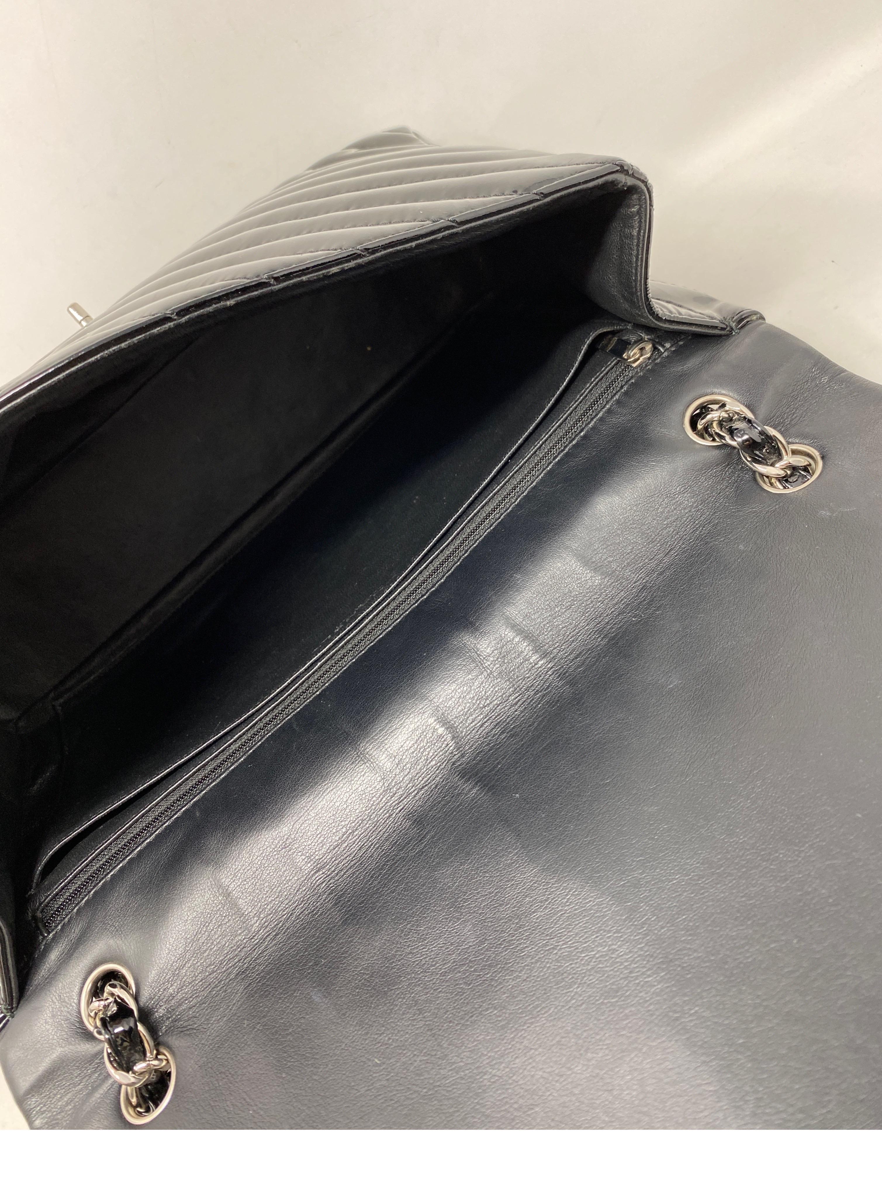 Chanel Black Jumbo Patent Leather Bag 9