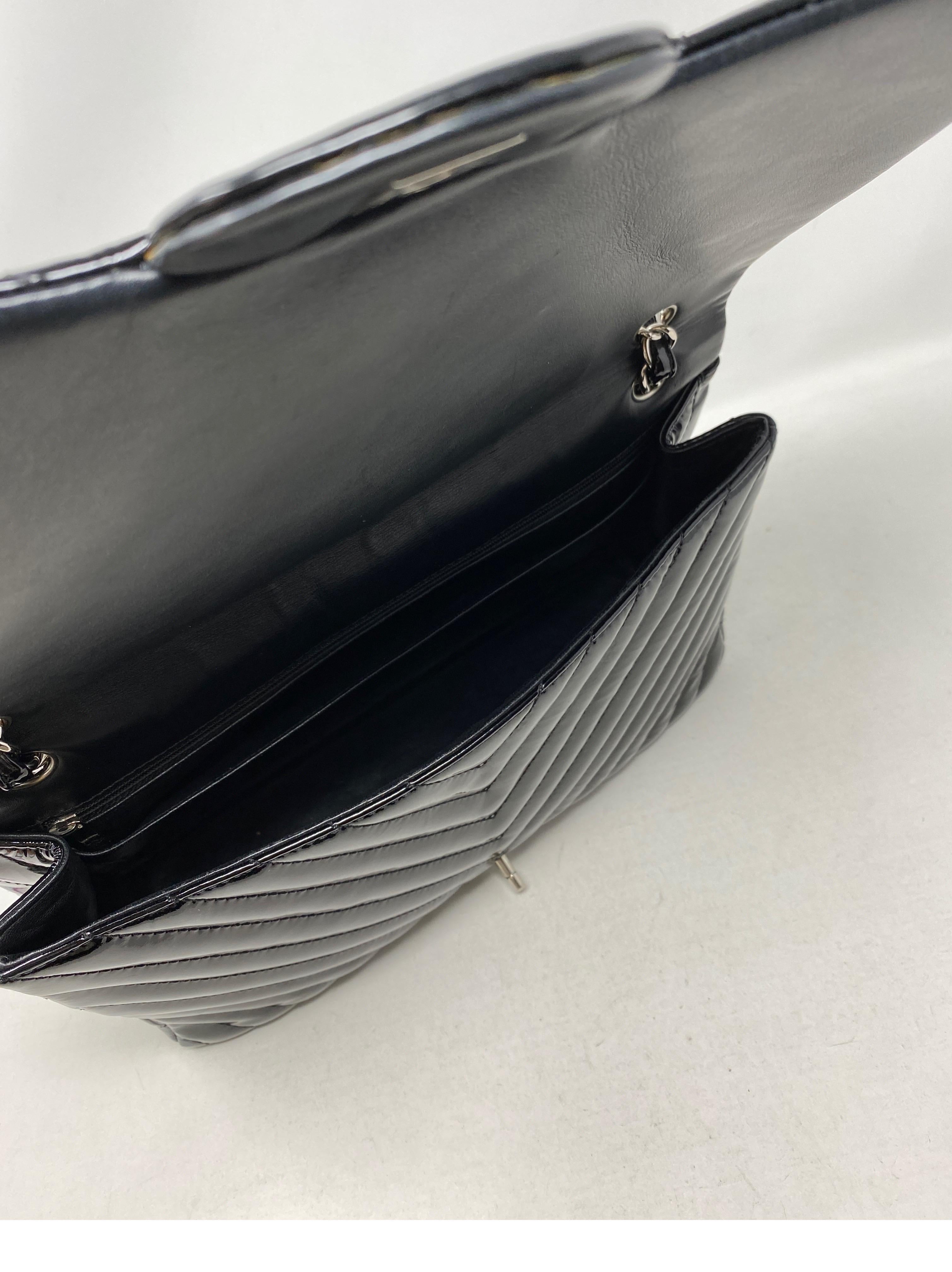 Chanel Black Jumbo Patent Leather Bag 10