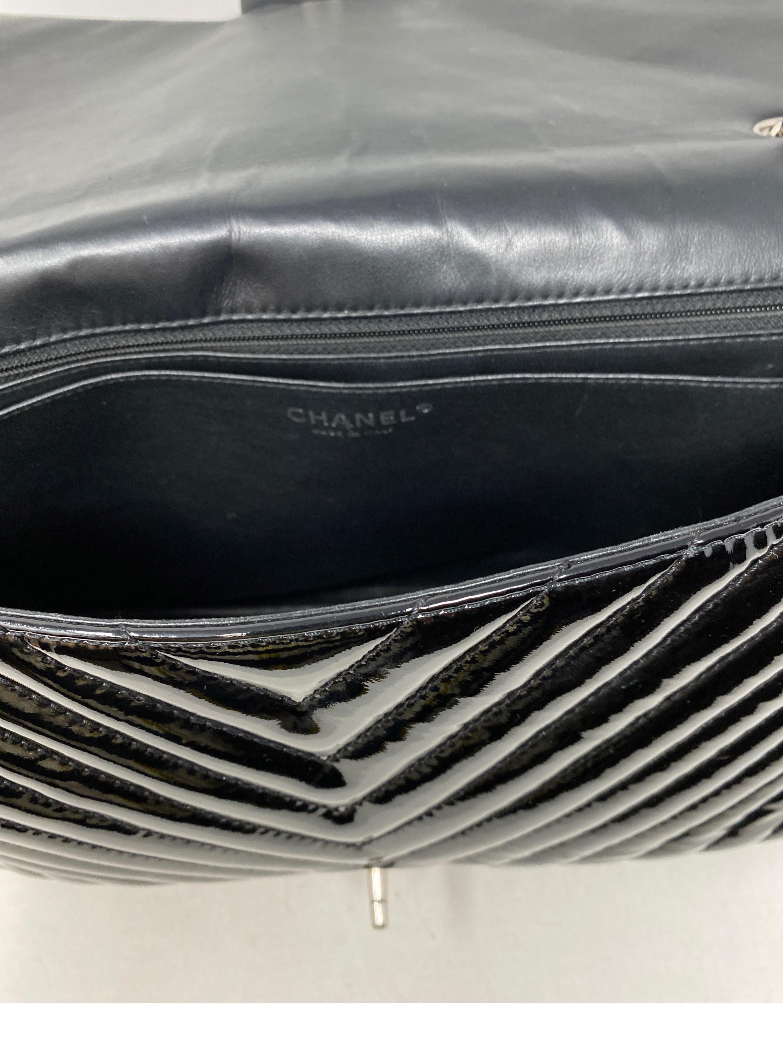 Chanel Black Jumbo Patent Leather Bag 15
