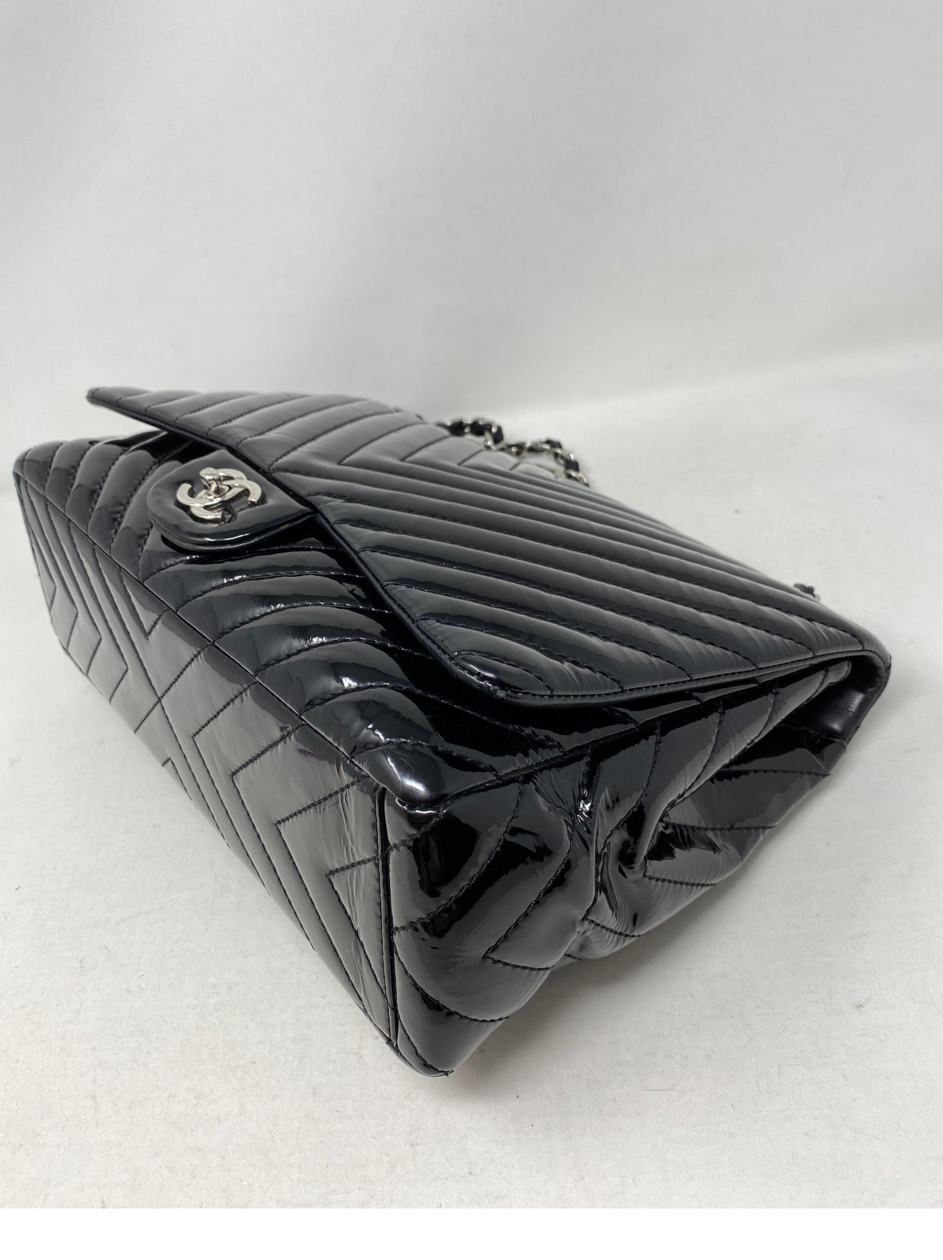 Chanel Black Jumbo Patent Leather Bag 1