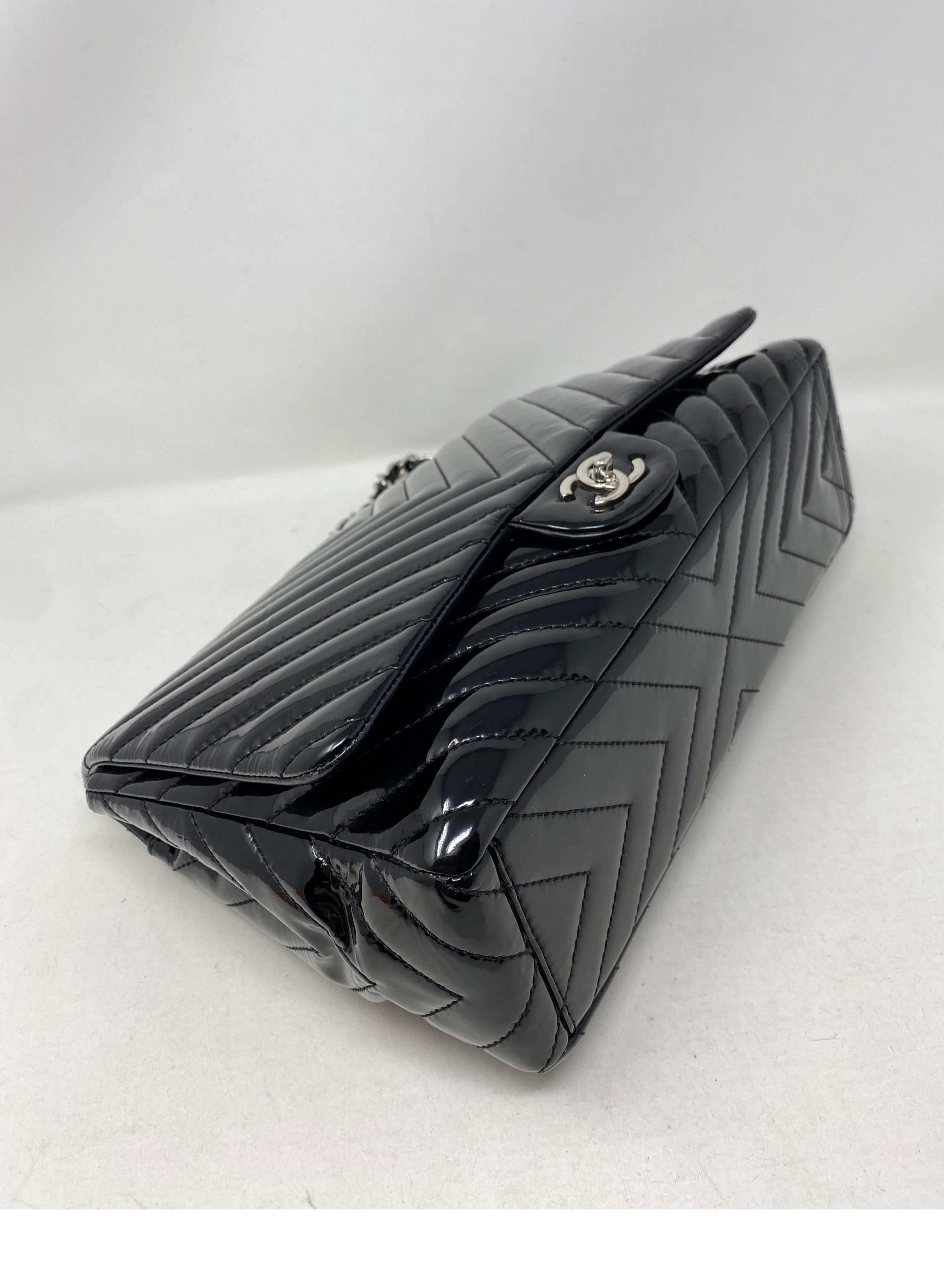 Chanel Black Jumbo Patent Leather Bag 2