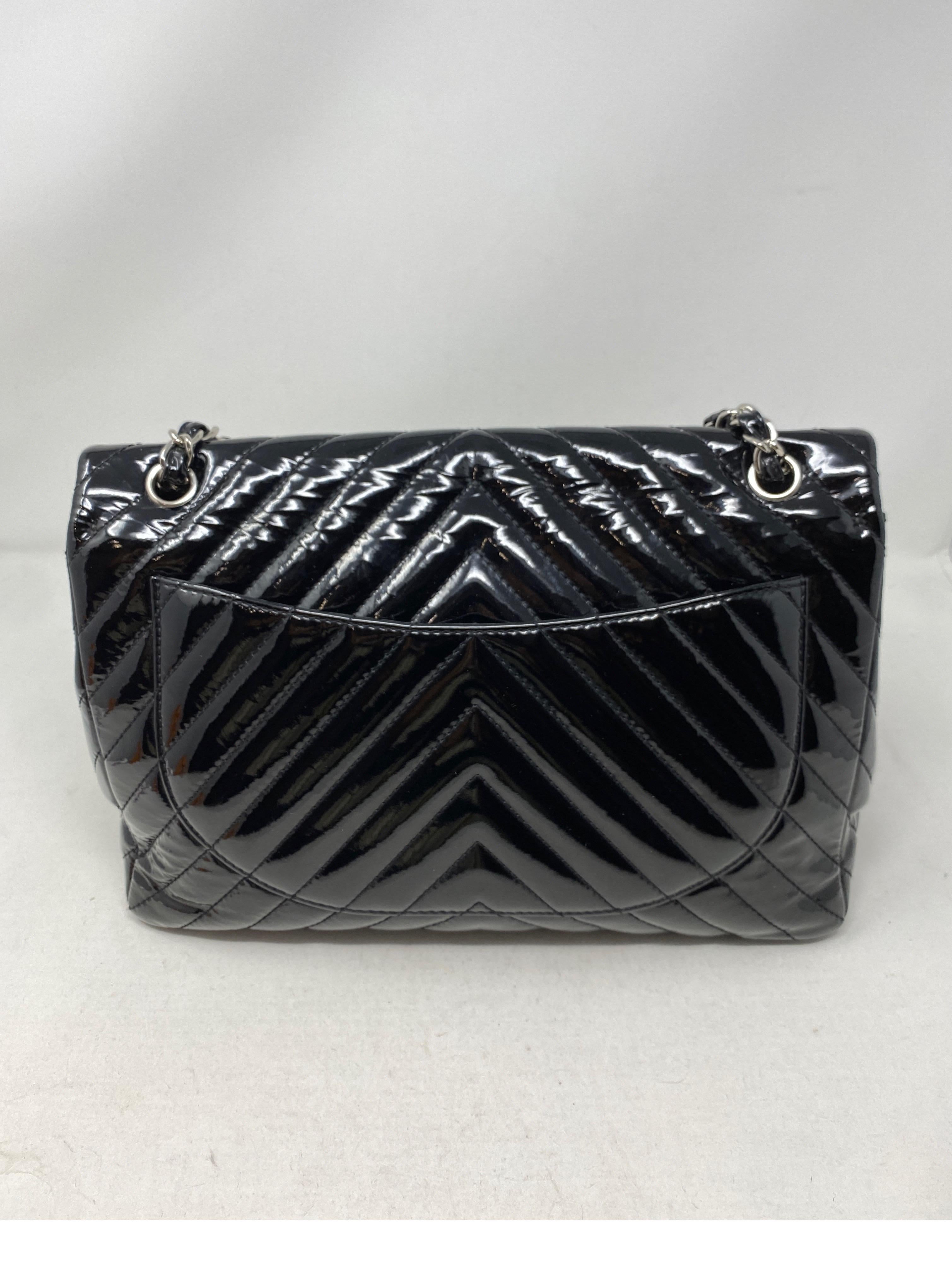 Chanel Black Jumbo Patent Leather Bag 3