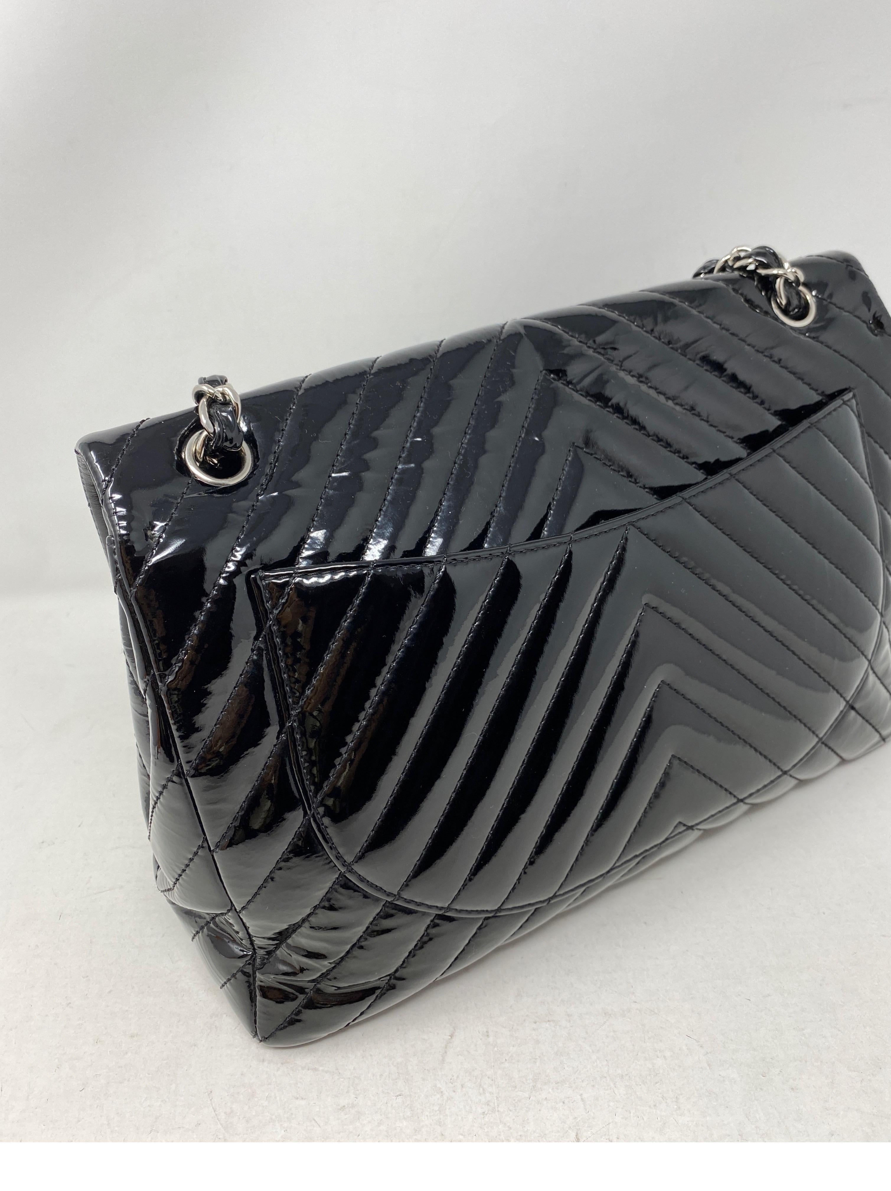 Chanel Black Jumbo Patent Leather Bag 4