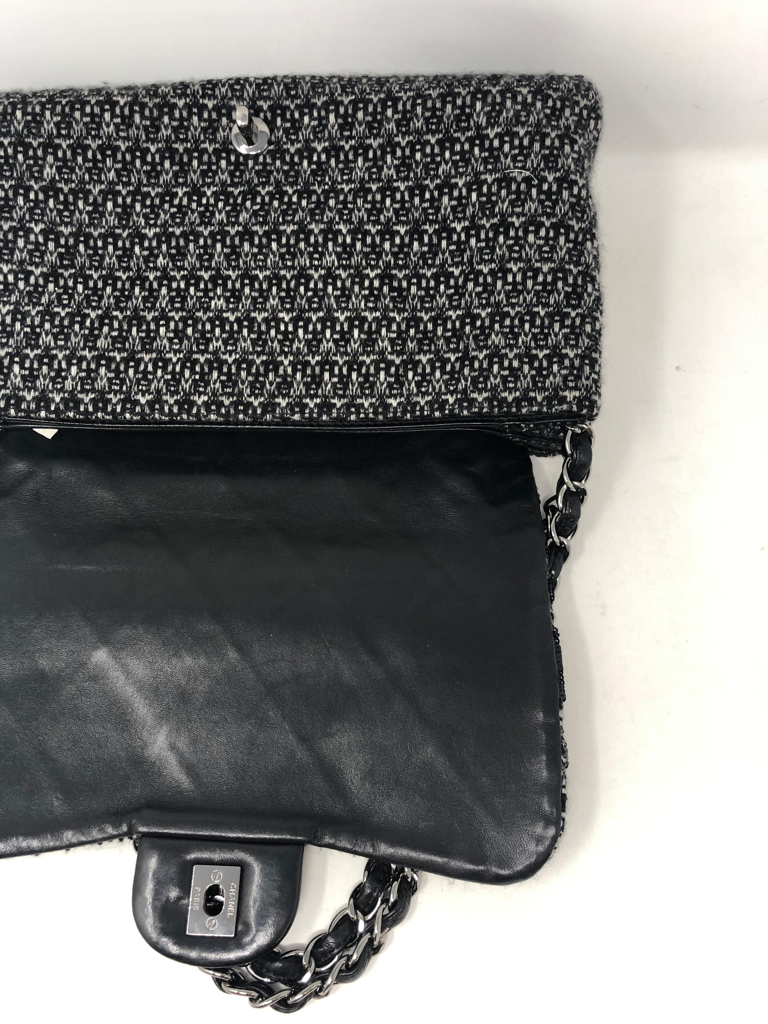 Chanel Black Jumbo Tweed Bag 5