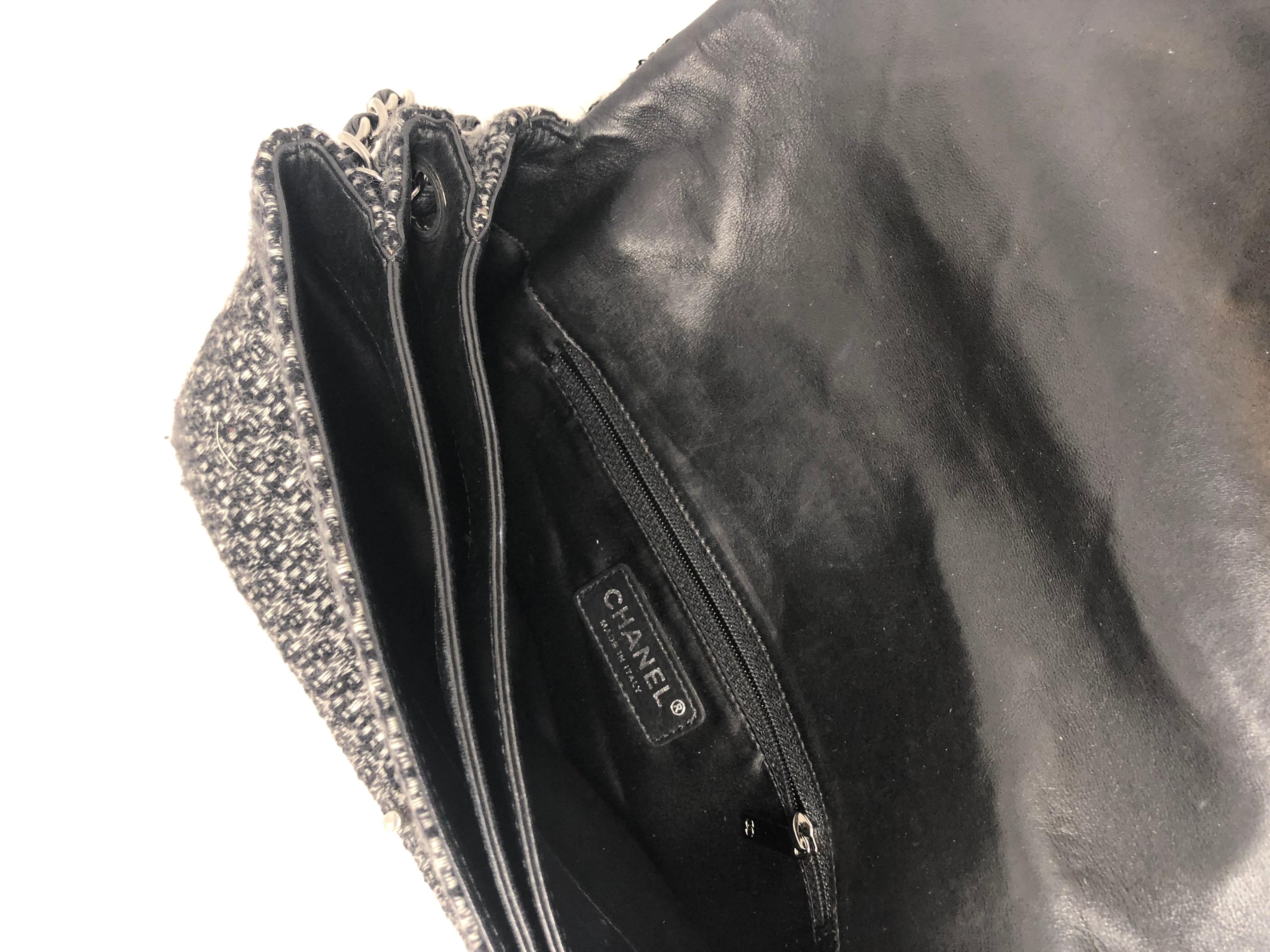 Chanel Black Jumbo Tweed Bag 6