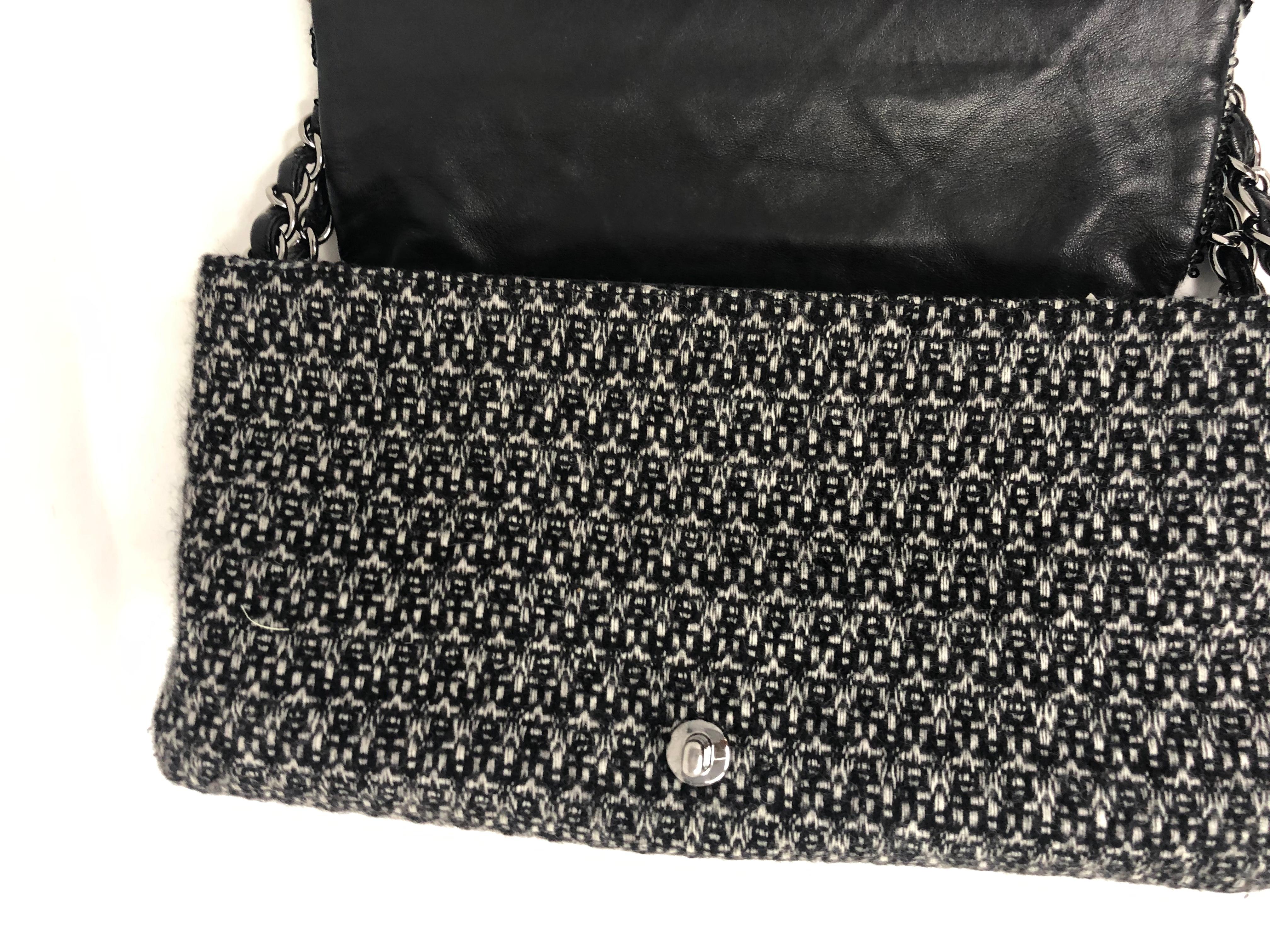 Chanel Black Jumbo Tweed Bag 4