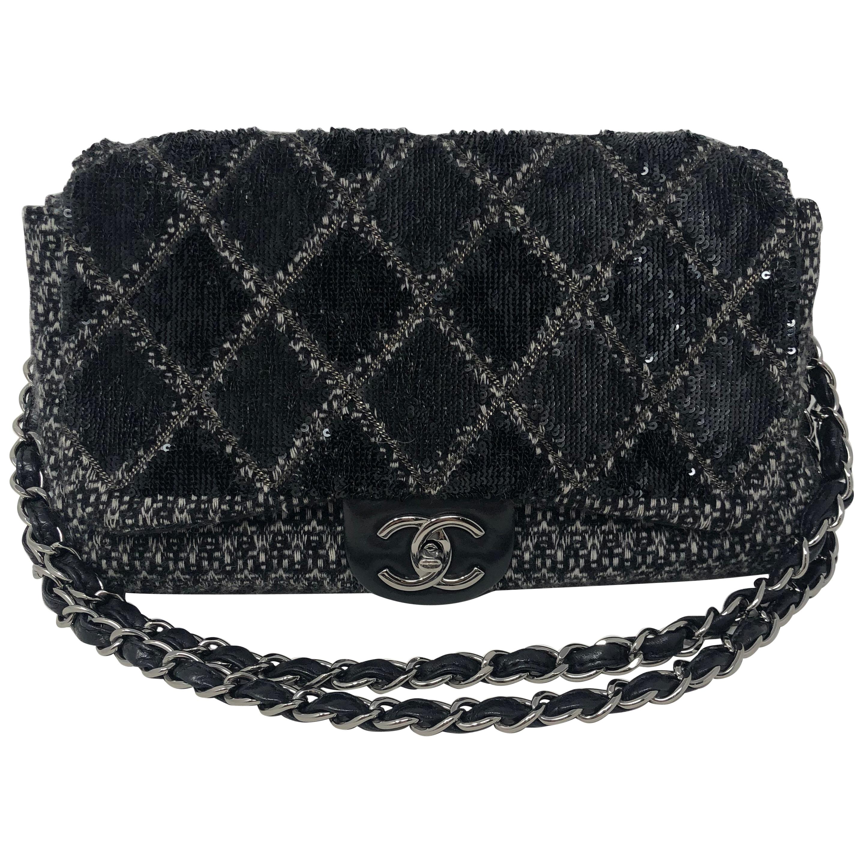 Chanel Black Jumbo Tweed Bag