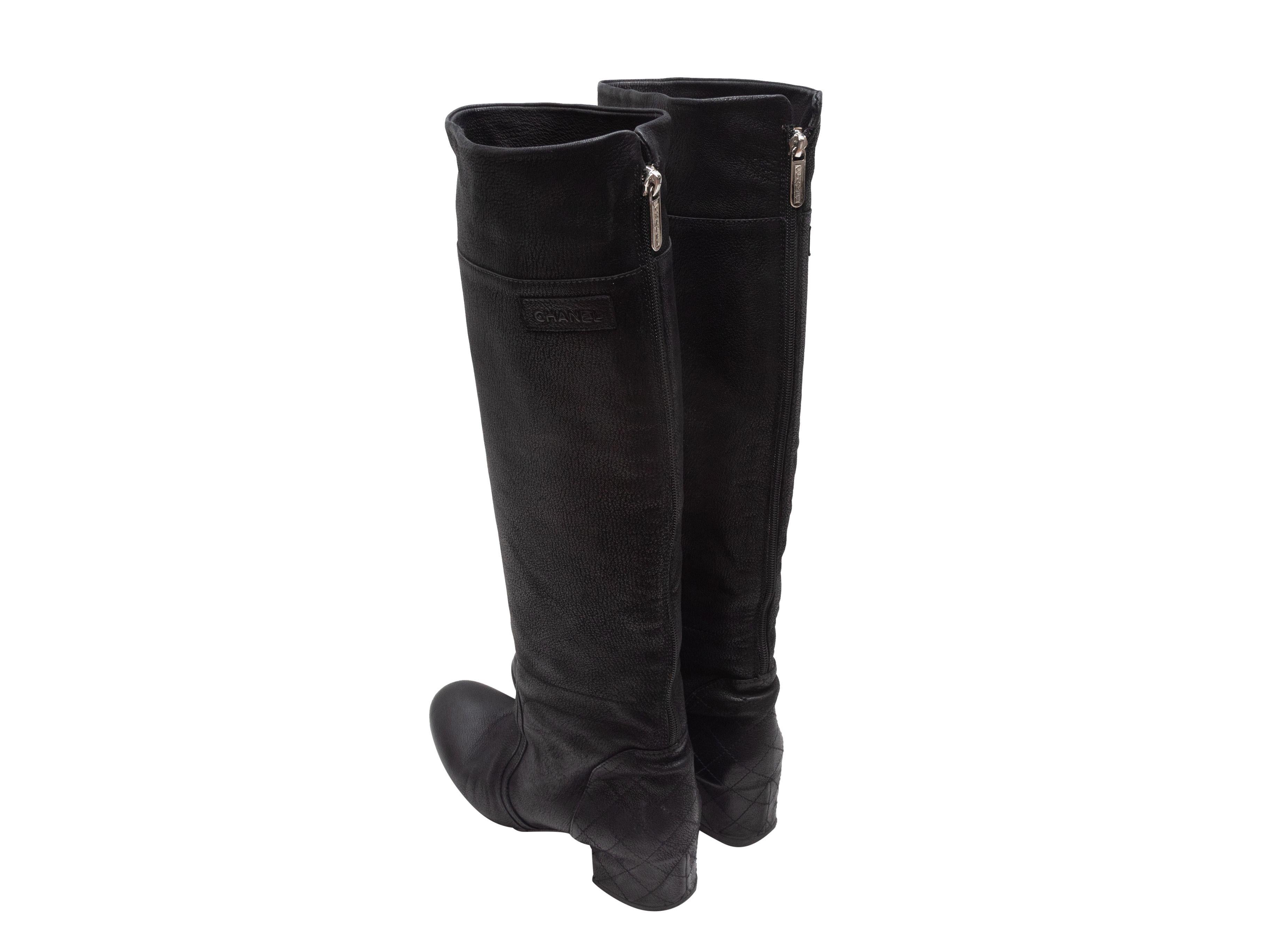 Women's Chanel Black Knee-High Leather Boots