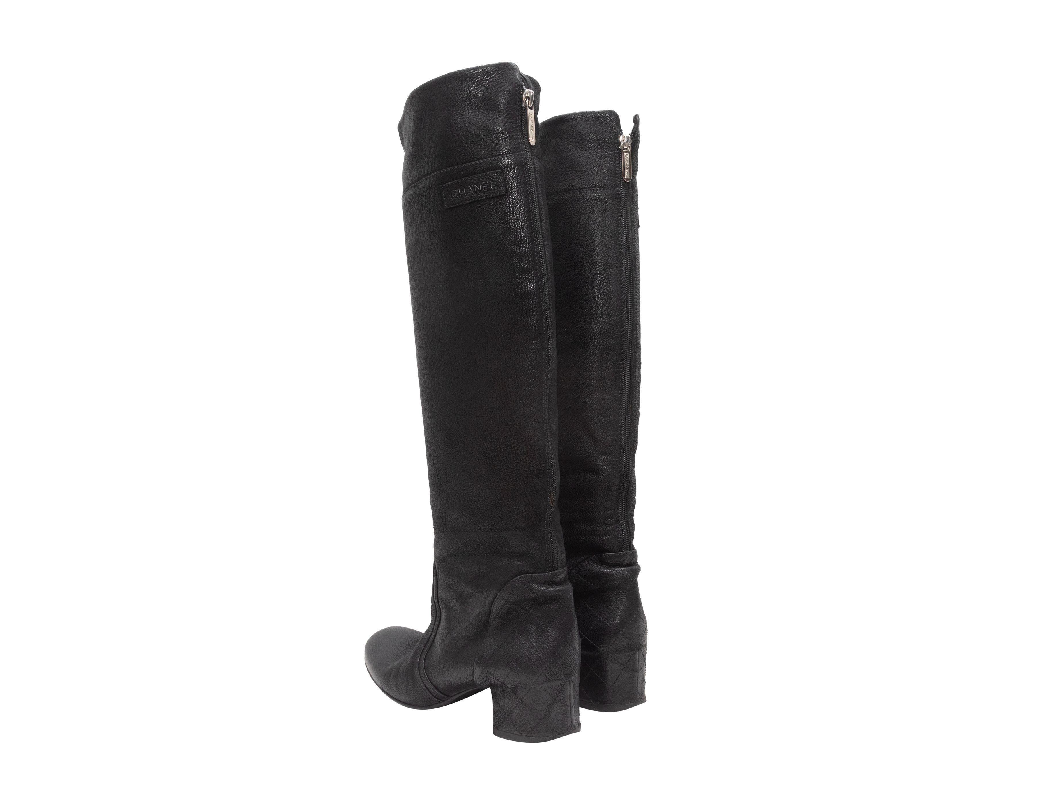 Chanel Black Knee-High Leather Boots 2