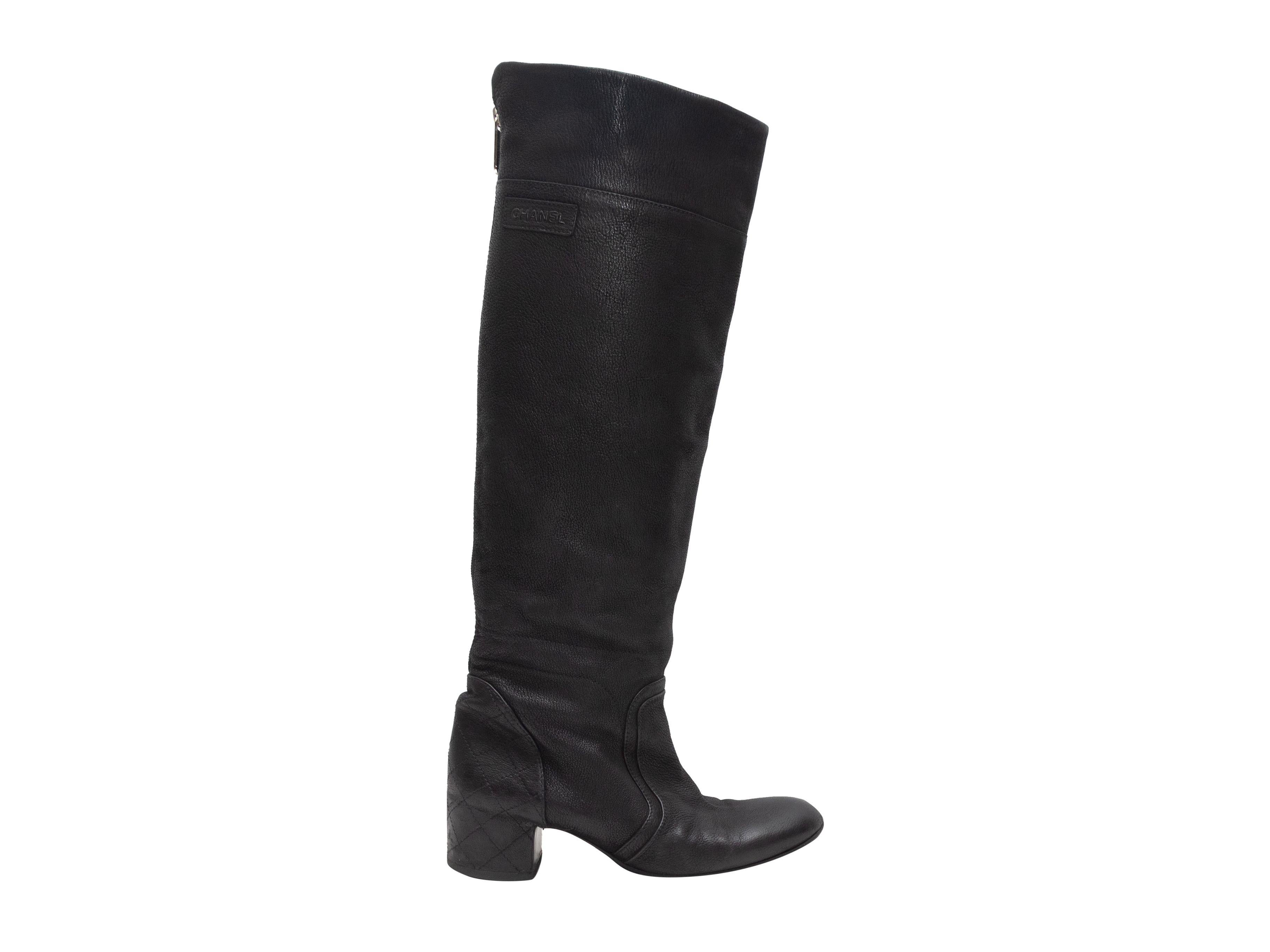 Chanel Black Knee-High Leather Boots 3