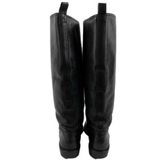 CHANEL Black Knee-High Leather Lace-Up Biker Boots FR 36 US 6