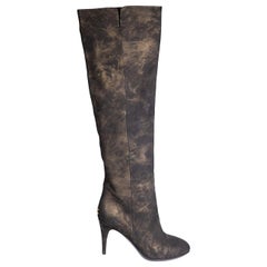 Chanel Black Knee Length Suede Boots Size IT 39