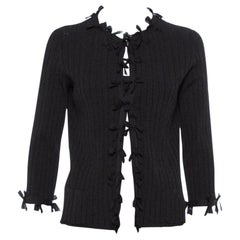 Chanel Black Knit & Bow Detail Cardigan L