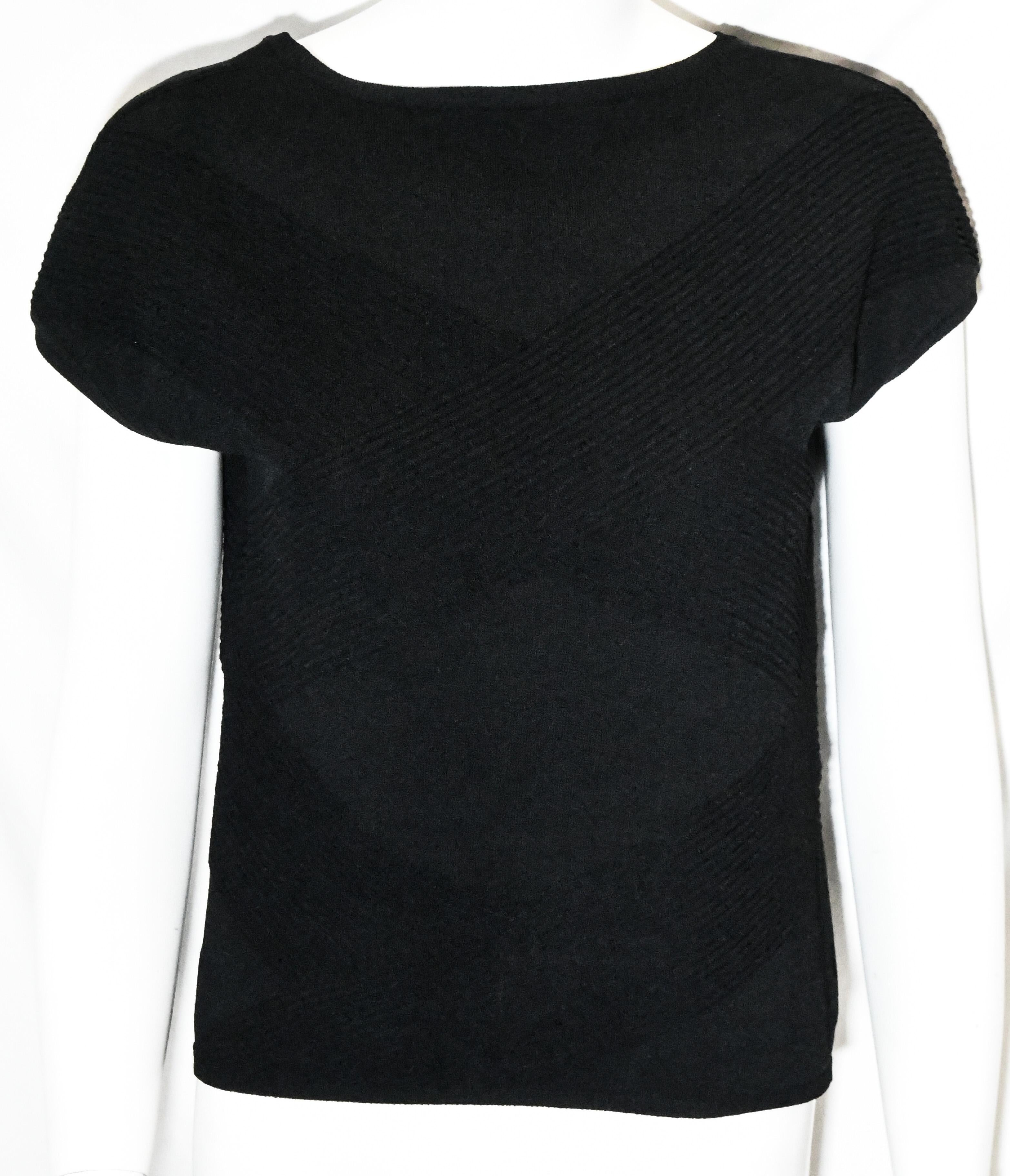 Chanel Black Knit Cap Sleeve Top From The 2003 Fall Collection  In Excellent Condition For Sale In Palm Beach, FL