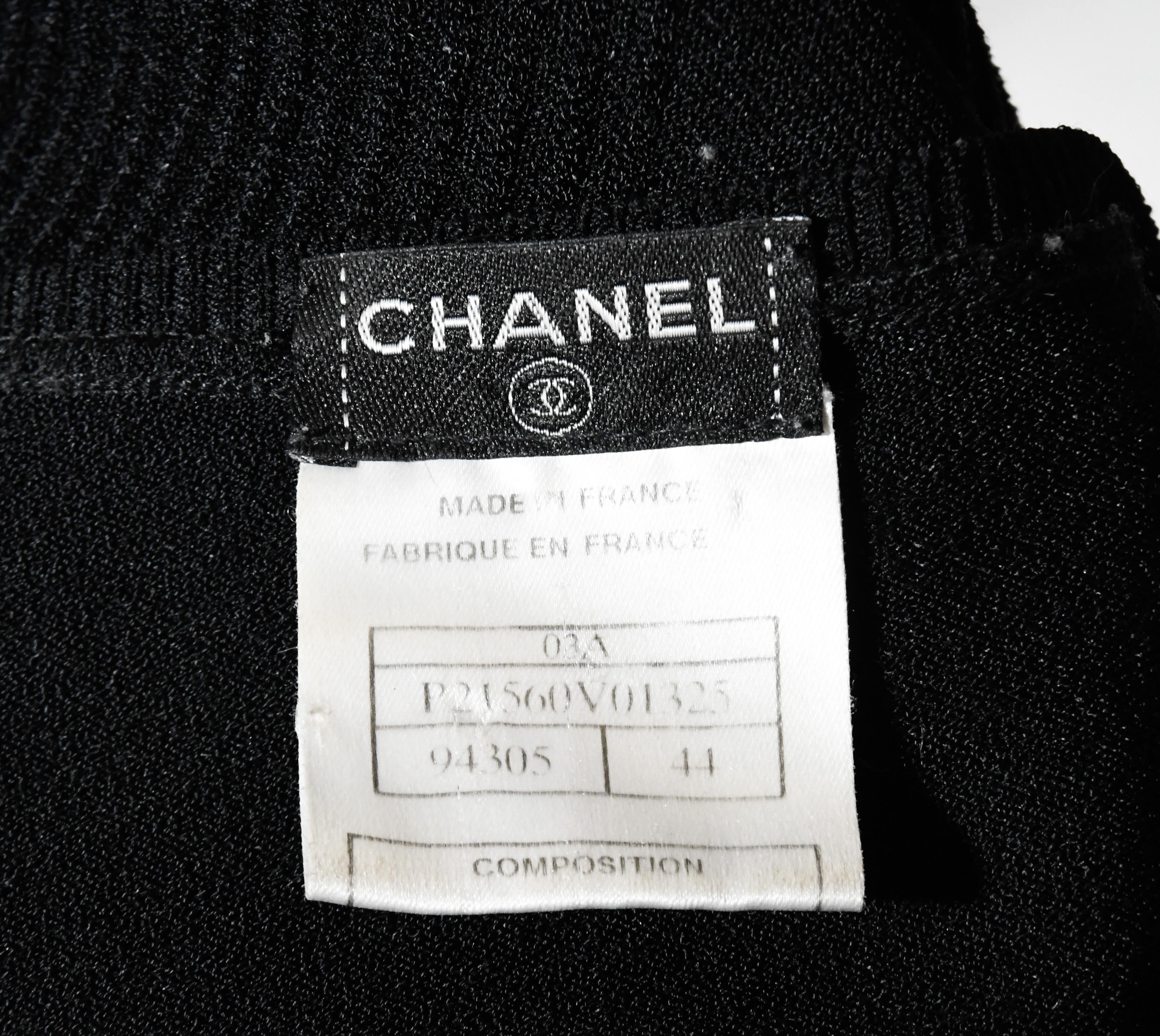 Chanel Black Knit Cap Sleeve Top From The 2003 Fall Collection  For Sale 1