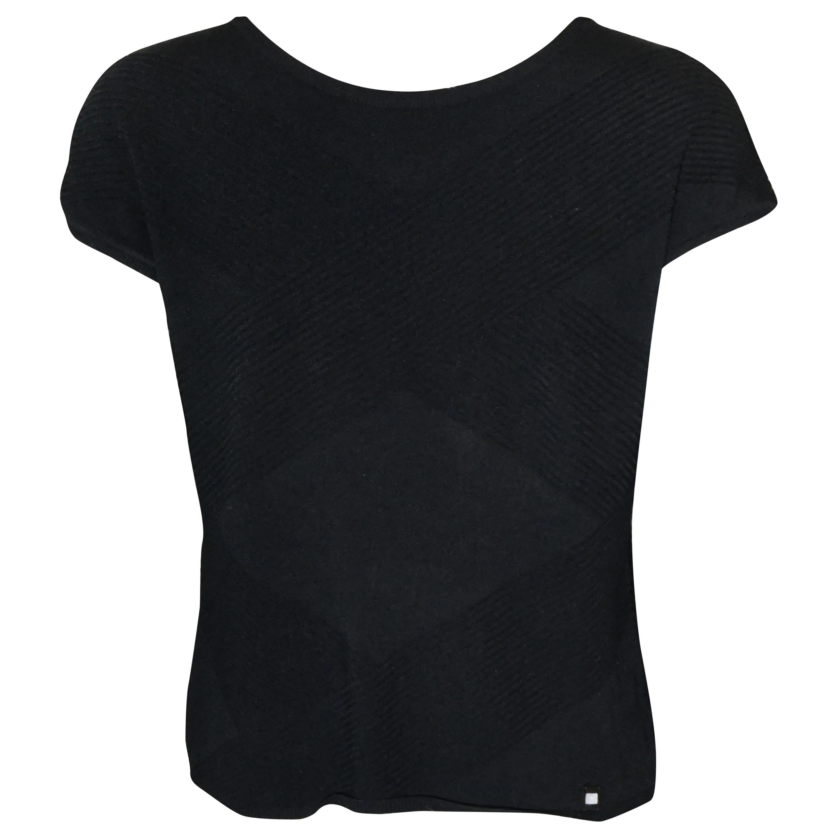 Chanel Black Knit Cap Sleeve Top From The 2003 Fall Collection  For Sale