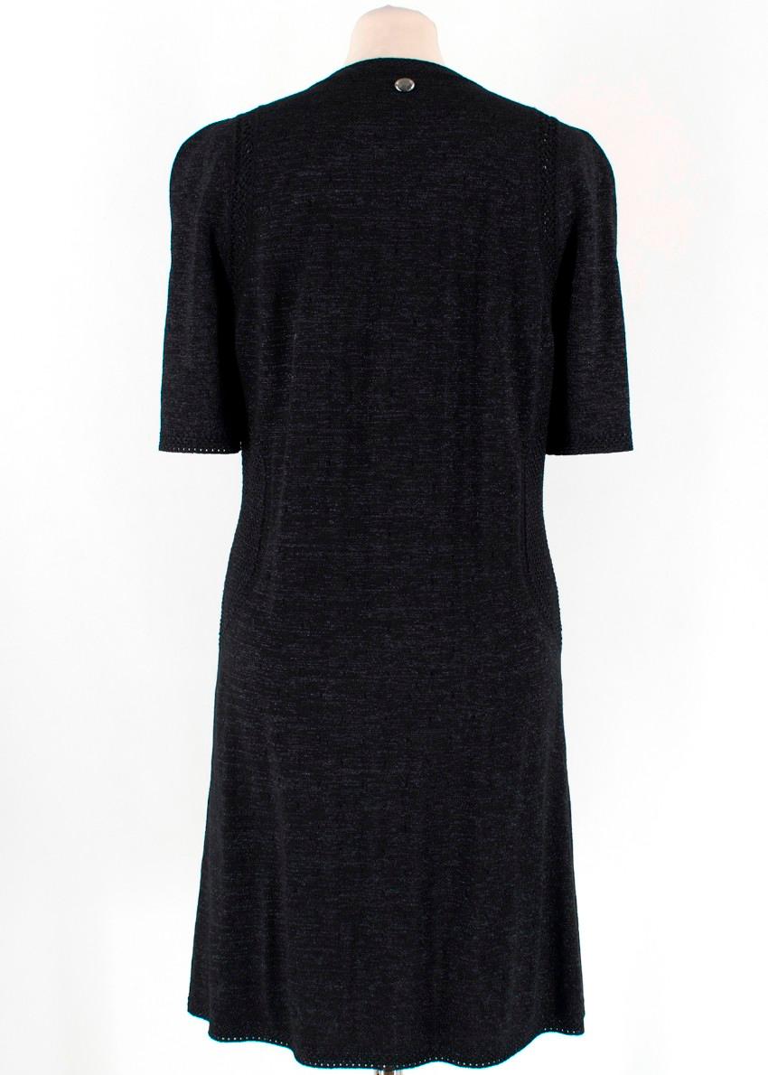 Chanel Black Knit Crochet Trim Dress US 6 In Excellent Condition For Sale In London, GB