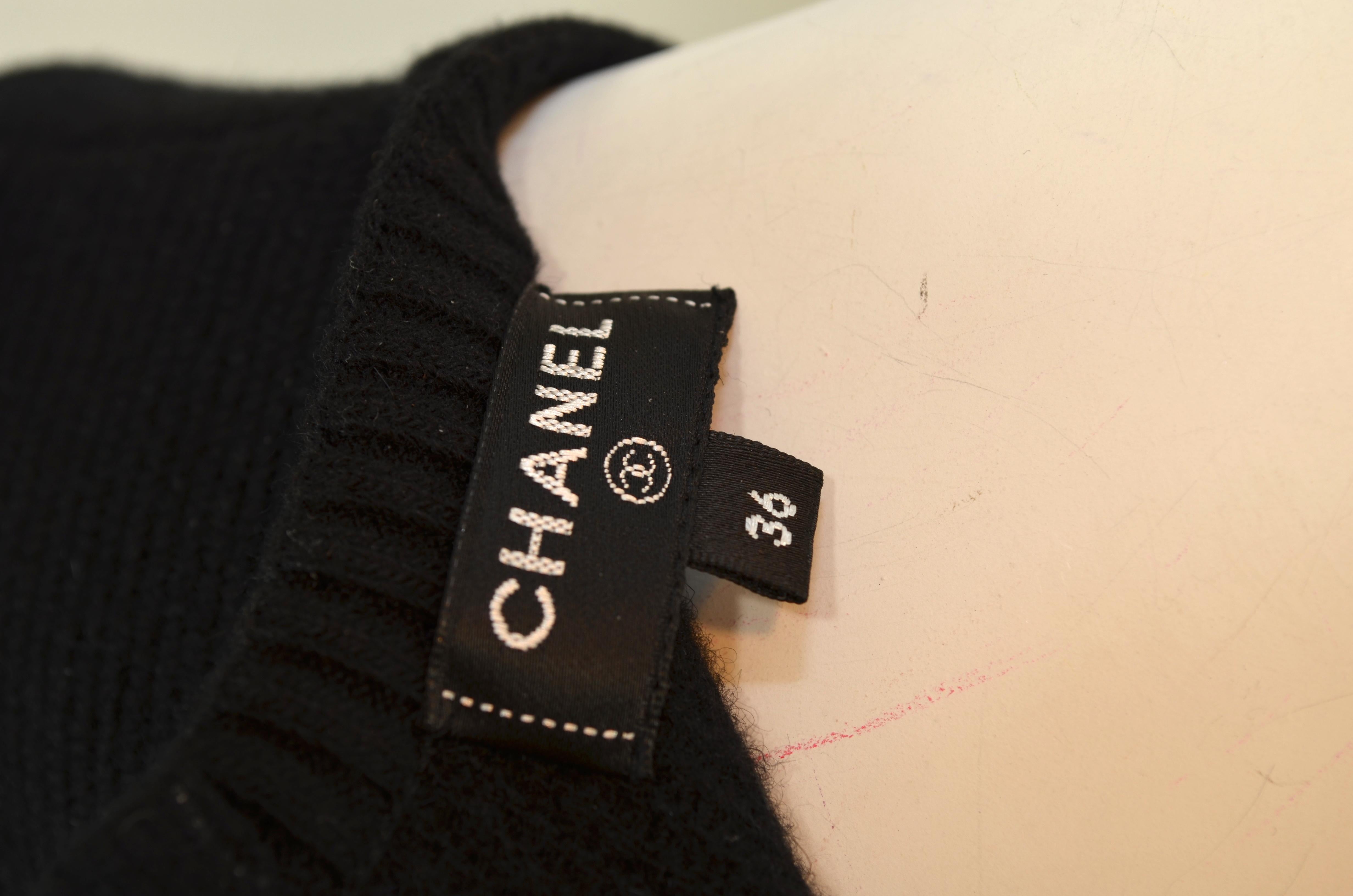 Chanel 2017 Black Wool Knit Dress Sz 36 1