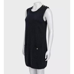 Chanel Black Knit Dress with Patch Pockets - Size FR38