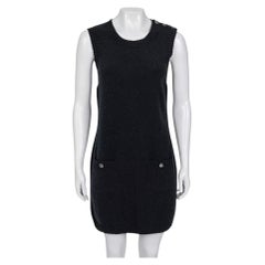Chanel Black Knit Dress with Patch Pockets - Size FR38