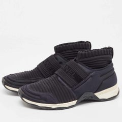 Chanel Black Knit Fabric CC Slip On Sneakers Size 39
