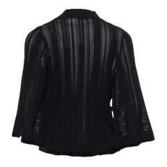 CHANEL Black Knit Jacket Cardigan with Vinyl Trimmings 40