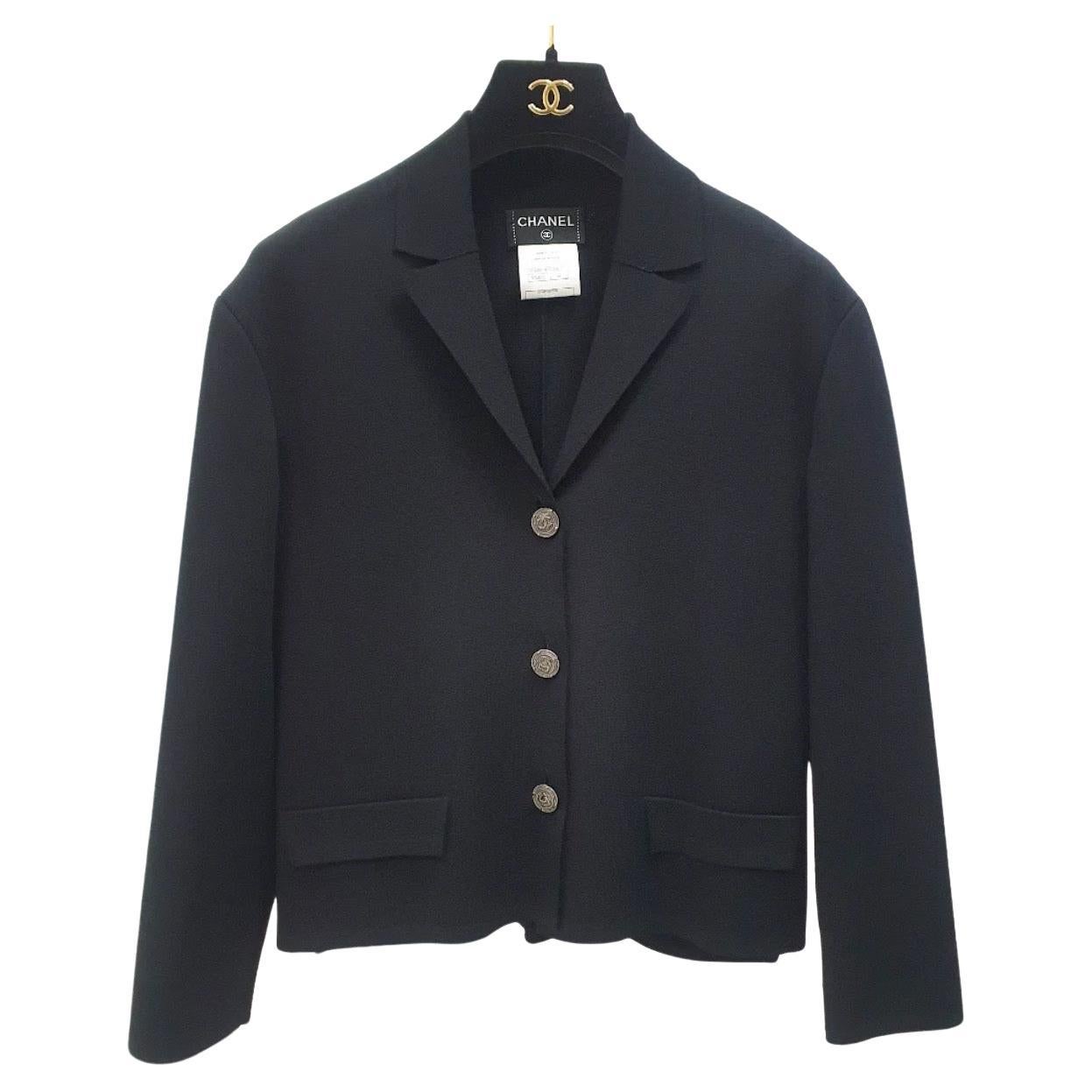 Chanel Veste en maille noire Sz.38 en vente