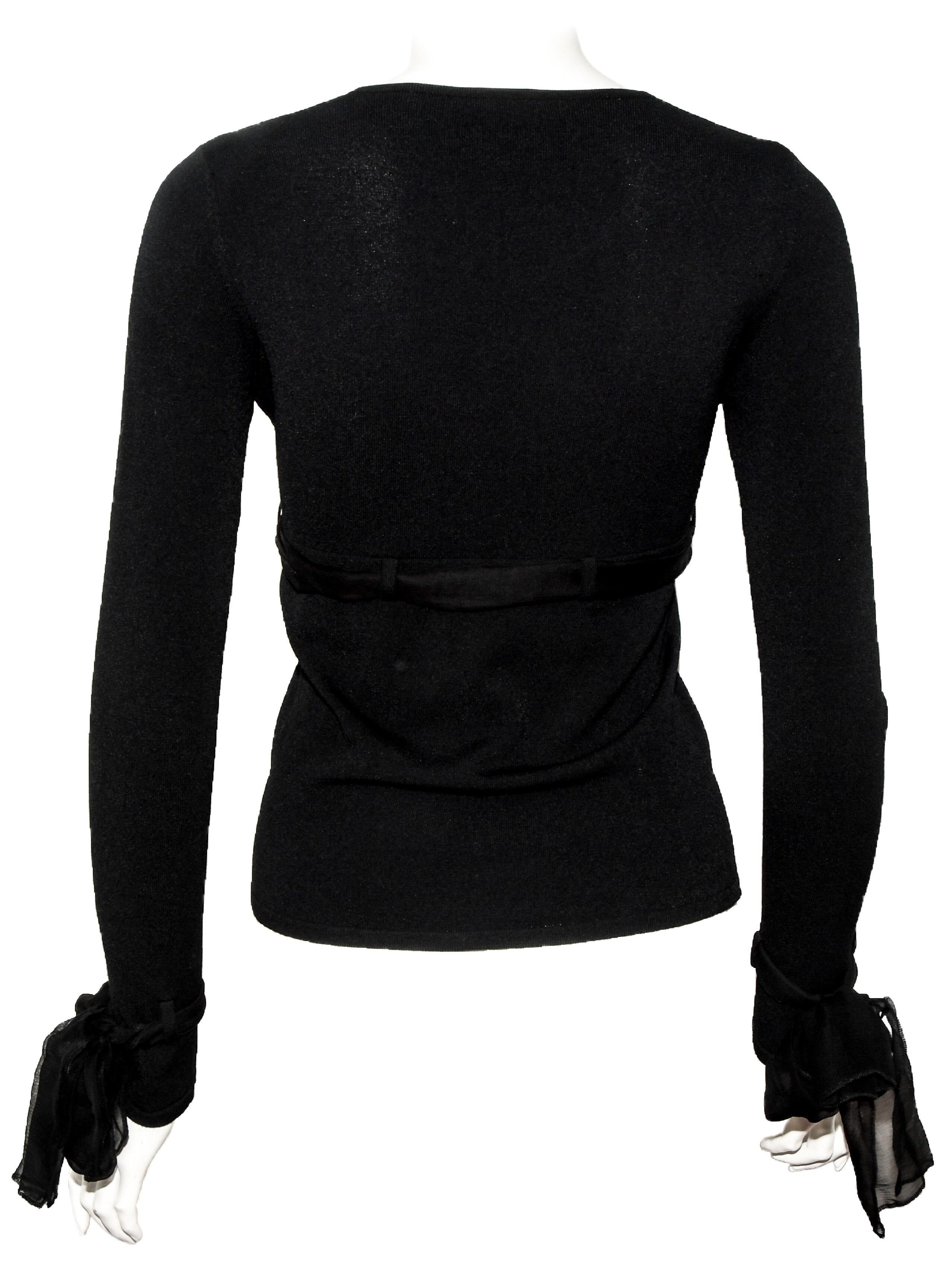 Chanel Black Knit Long Sleeve Round Neck  From 2004 Collection 40 In Excellent Condition In Palm Beach, FL