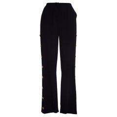 CHANEL Black Knit Pant With CC Logo Buttons Size 36