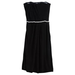 Chanel Black Knit Pearl Embellished Strapless Dress S