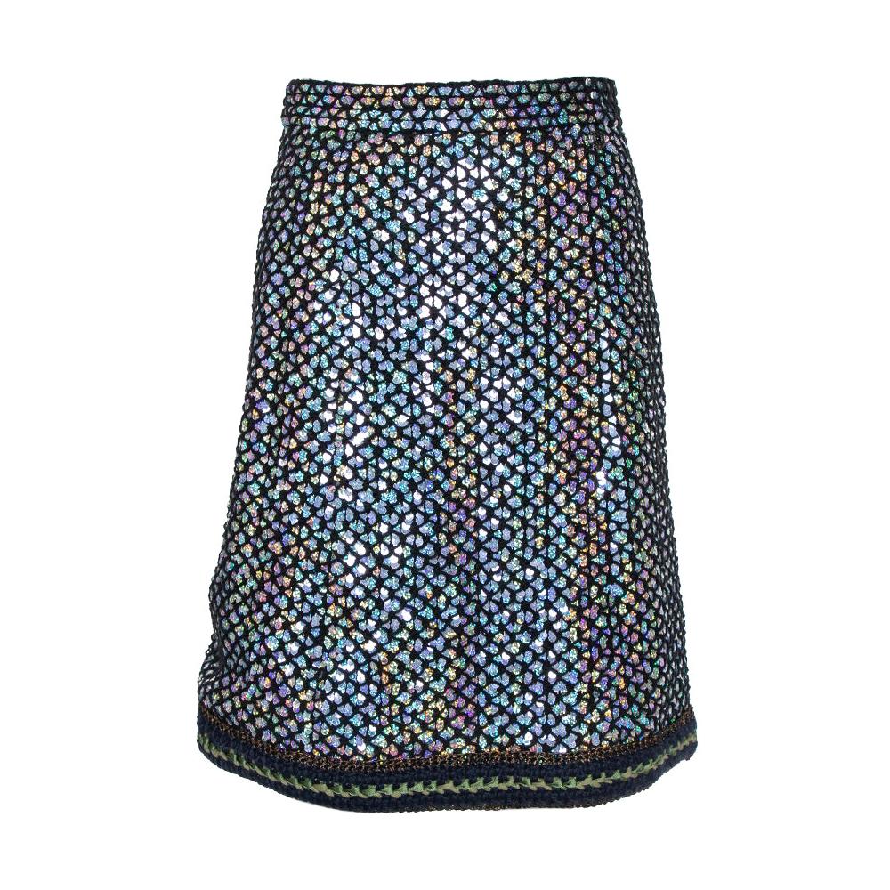 Chanel Black Knit Sequin Embellished Skirt M