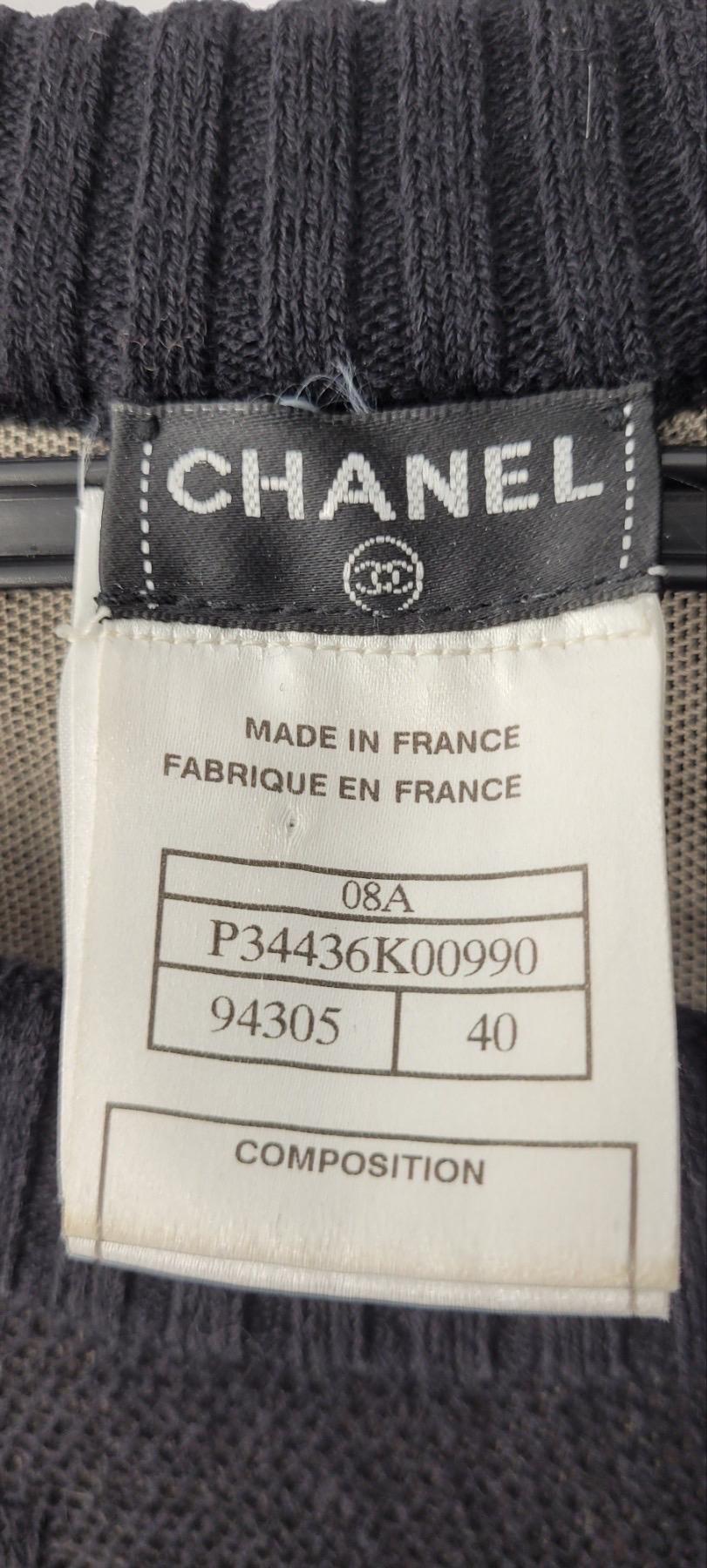 De las mujeres Chanel Negro de punto de manga corta CC Botón Mini Vestido Sz.40 en venta