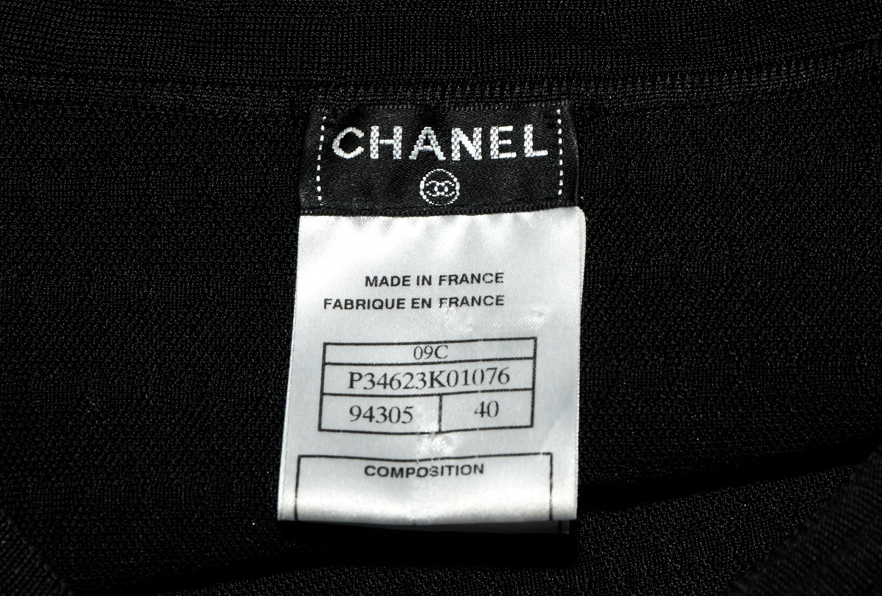 Chanel Black Knit Silk Blend Pleated Long Sleeve Dress 2009 Cruise Collection 1