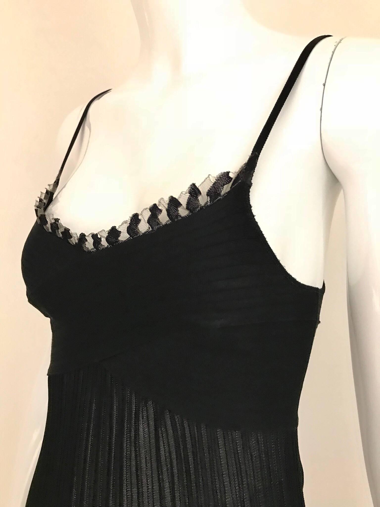 CHANEL Black Knit Spaghetti Strap Cocktail Dress In Excellent Condition In Beverly Hills, CA