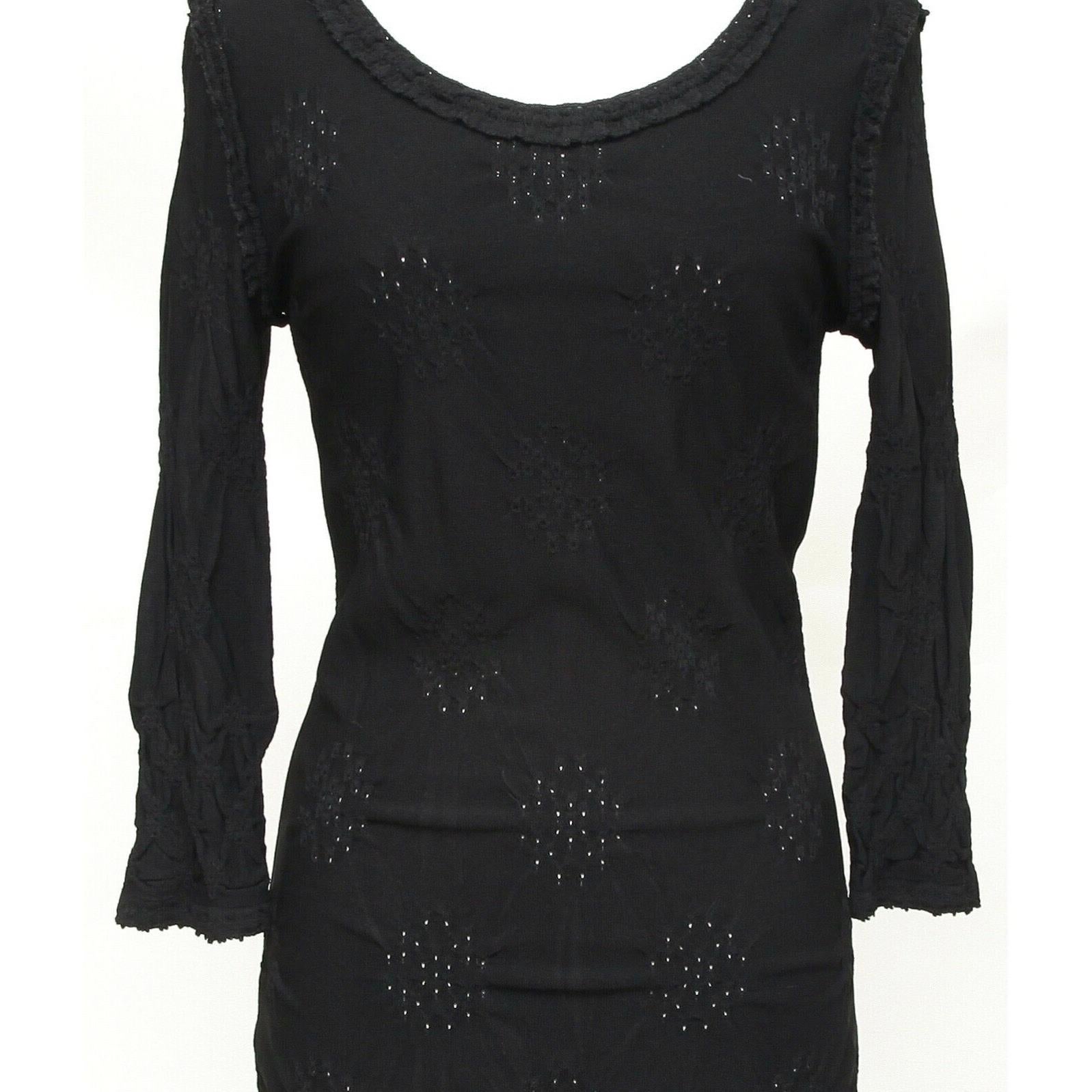 CHANEL Sweater Dress Black Knit Long Sleeve Pointelle Silver 36 Cruise 2011 In Good Condition For Sale In Hollywood, FL