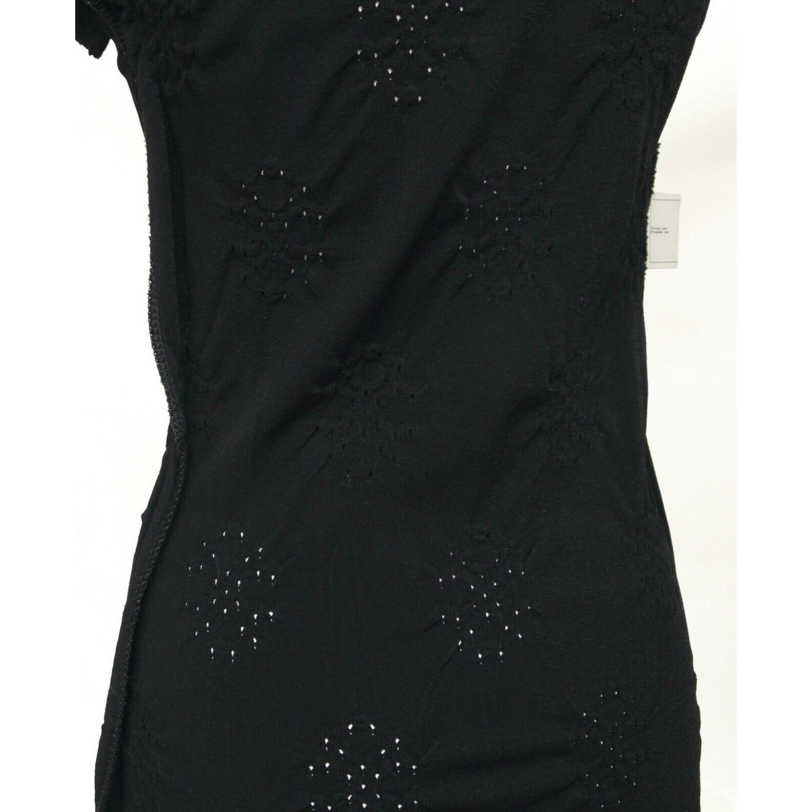 Women's CHANEL Sweater Dress Black Knit Long Sleeve Pointelle Silver 36 Cruise 2011 For Sale