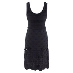 Chanel - Mini abito a collo alto in maglia nera con trama CC - Taglia US 4