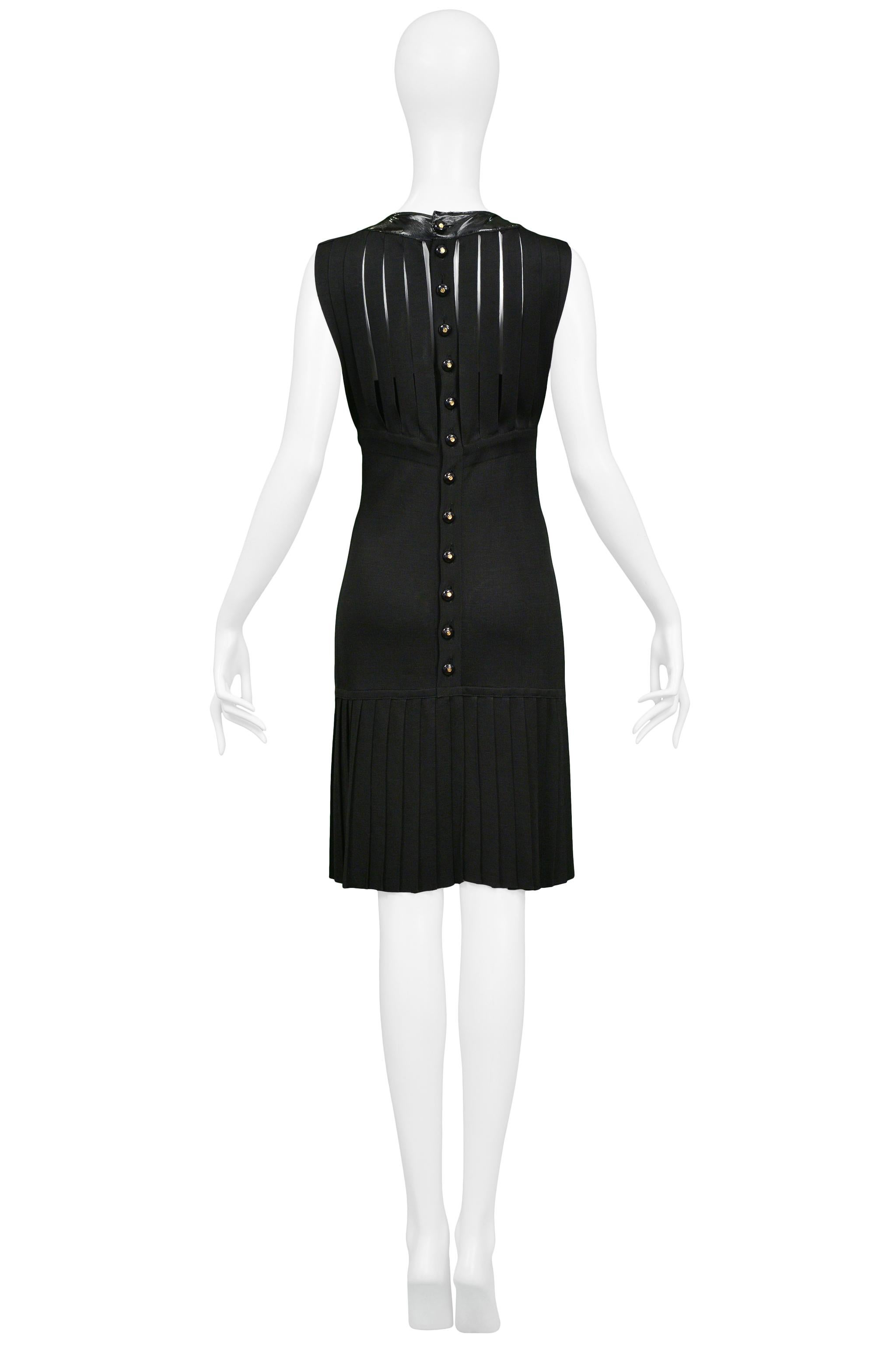 Chanel Black Knit & Wet Look Cage Dress For Sale 1